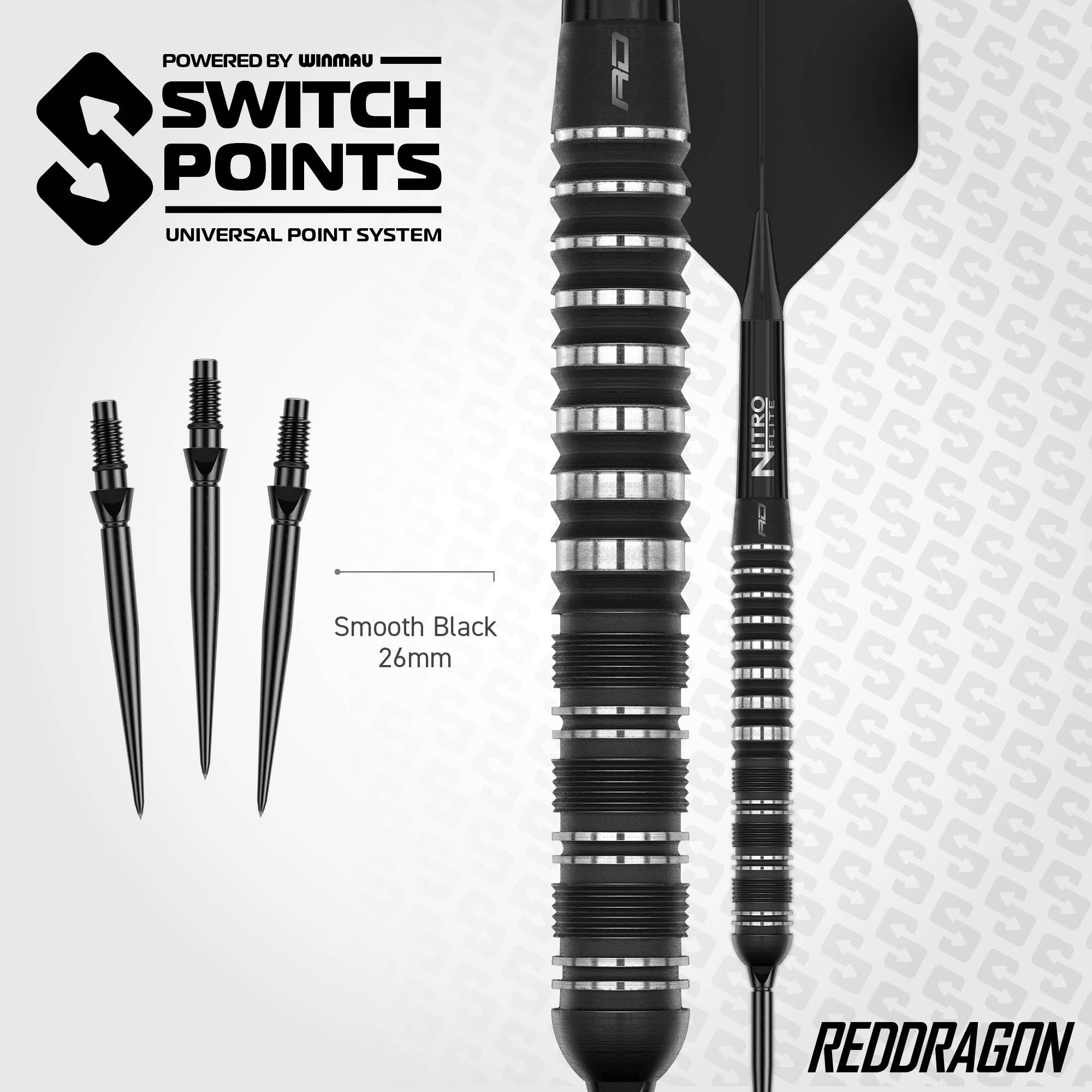 Red Dragon Sable 01 Parallel - Switch Points Darts - 90% Tungsten - 21g 22g 23g 24g