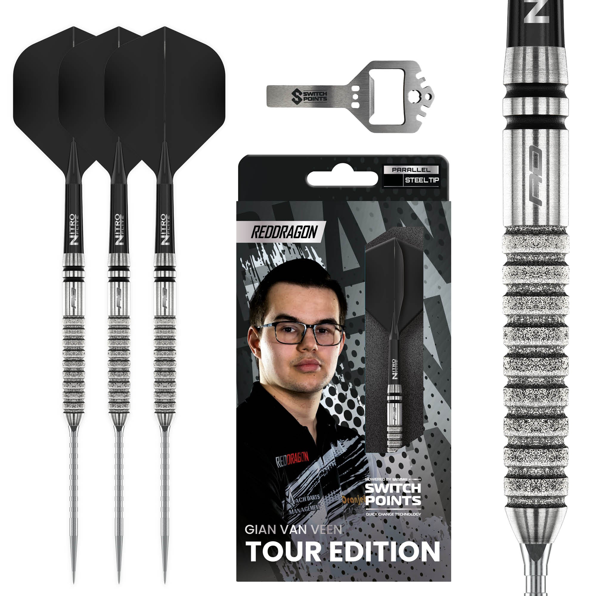 Red Dragon Gian Van Even - Tour Edition - Switch Points Darts - 90% Tungsten - 21g