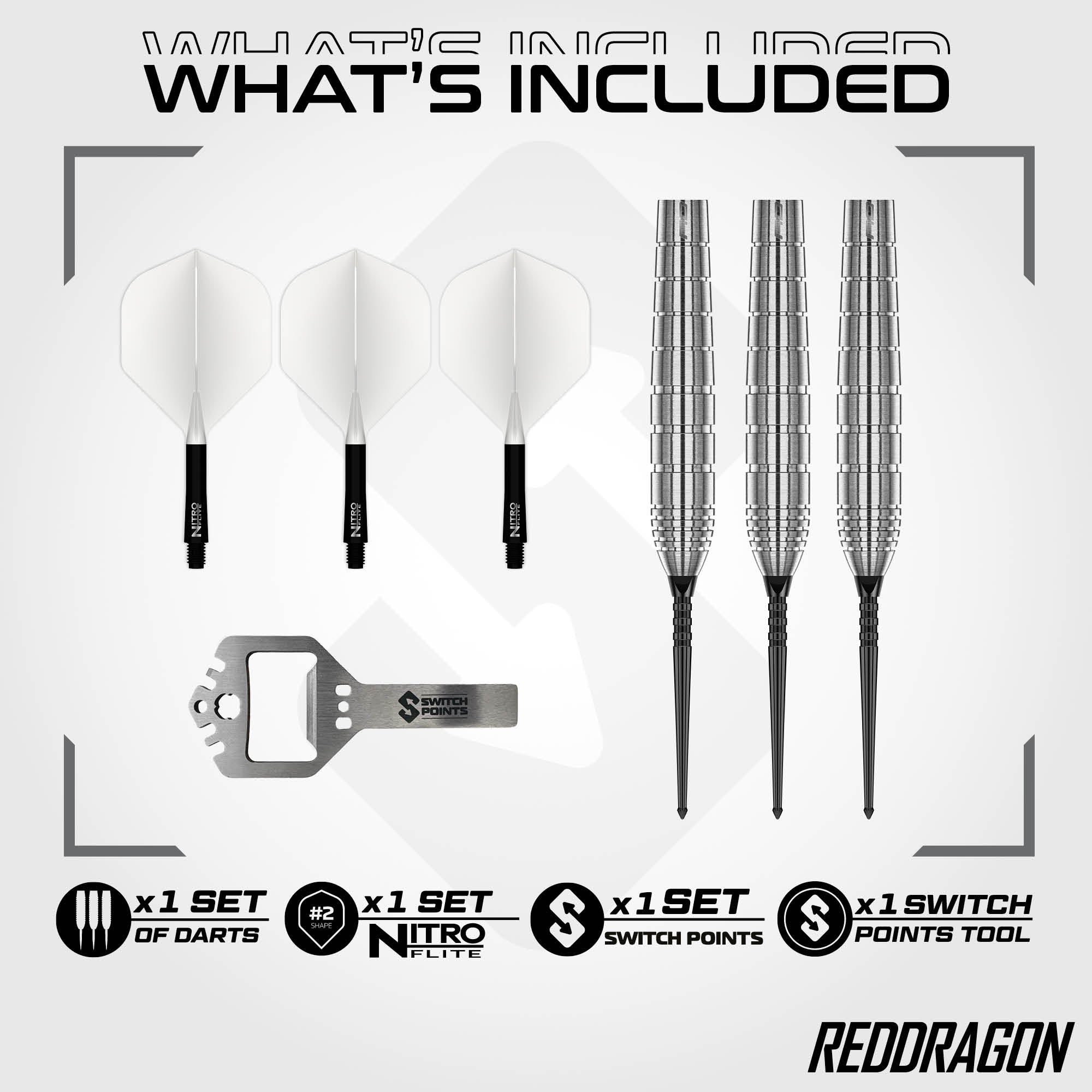Red Dragon Luke Humphries - TX1 Pioneer - Switch Points Darts - 90% Tungsten - 22g 24g