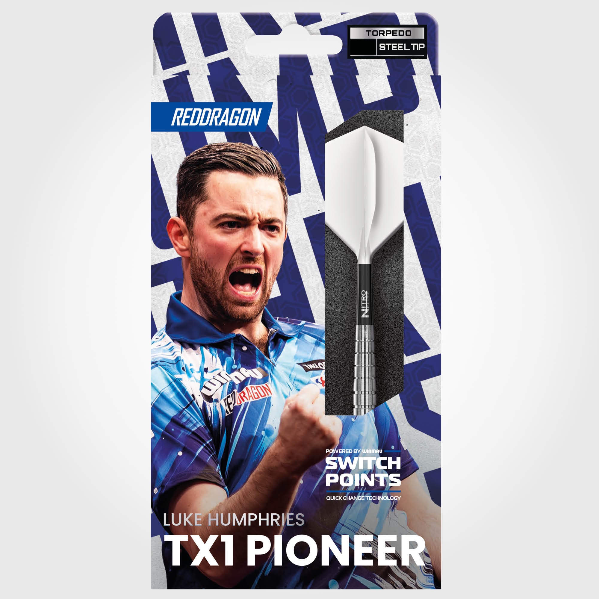 Red Dragon Luke Humphries - TX1 Pioneer - Switch Points Darts - 90% Tungsten - 22g 24g
