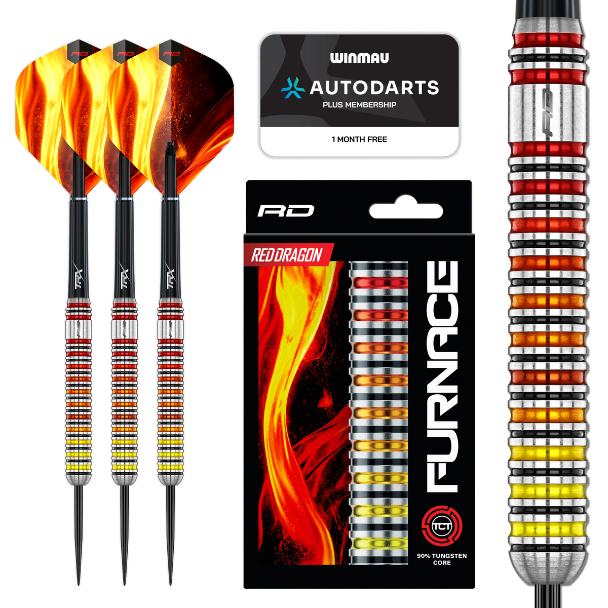 Red Dragon Furnace - 90% Tungsten Core Steel Tip Darts - 22g 24g