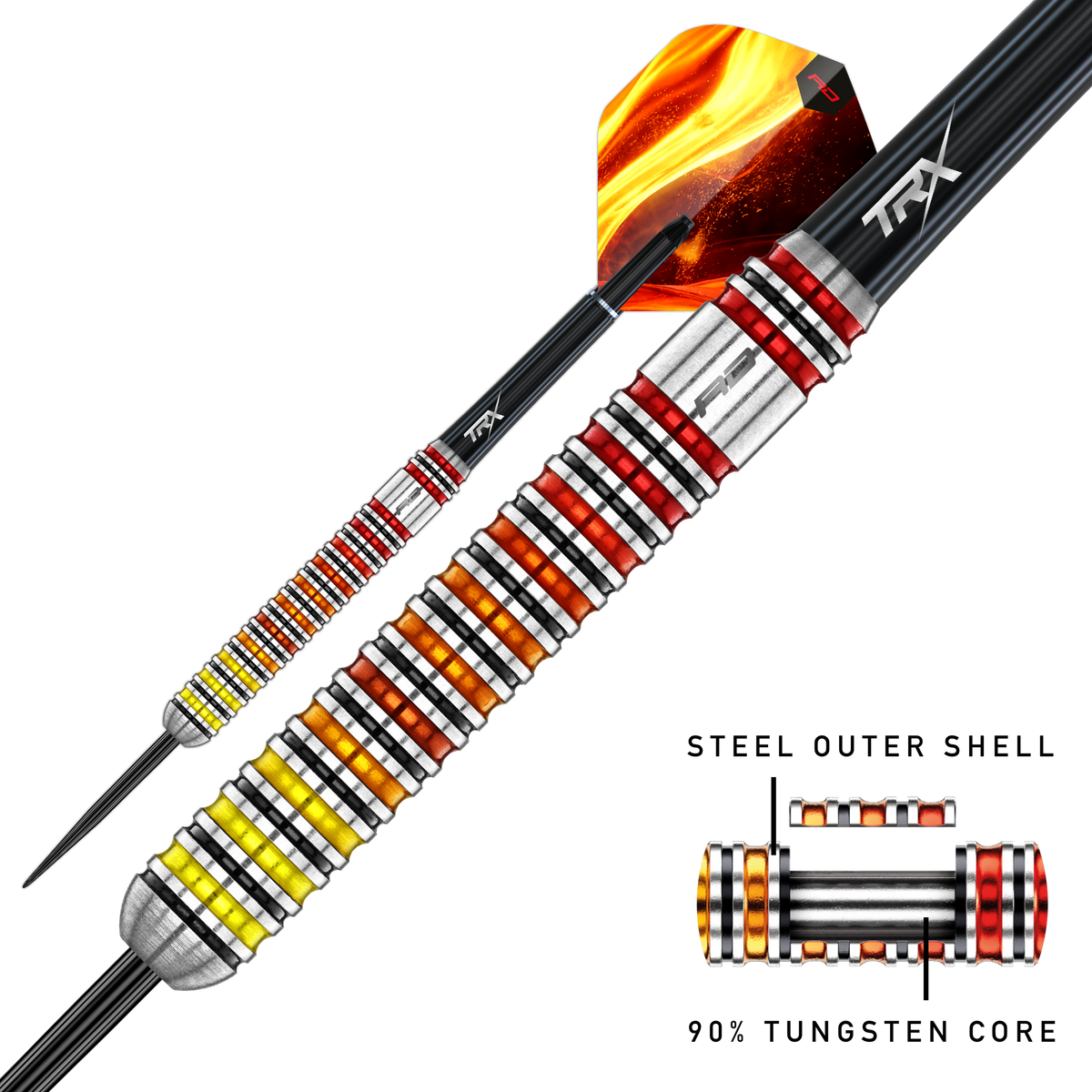 Red Dragon Furnace - 90% Tungsten Core Steel Tip Darts - 22g 24g