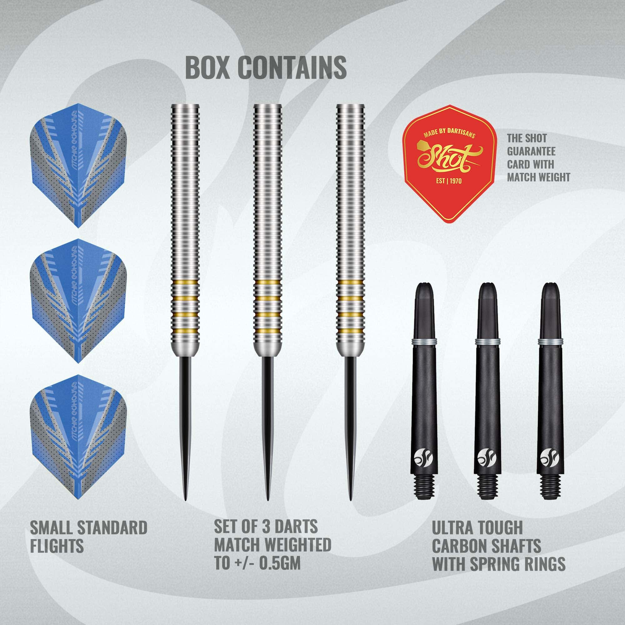 Shot Ritchie Edhouse Core Steel Tip Dart Set - 90% Tungsten Darts - 23g 24g