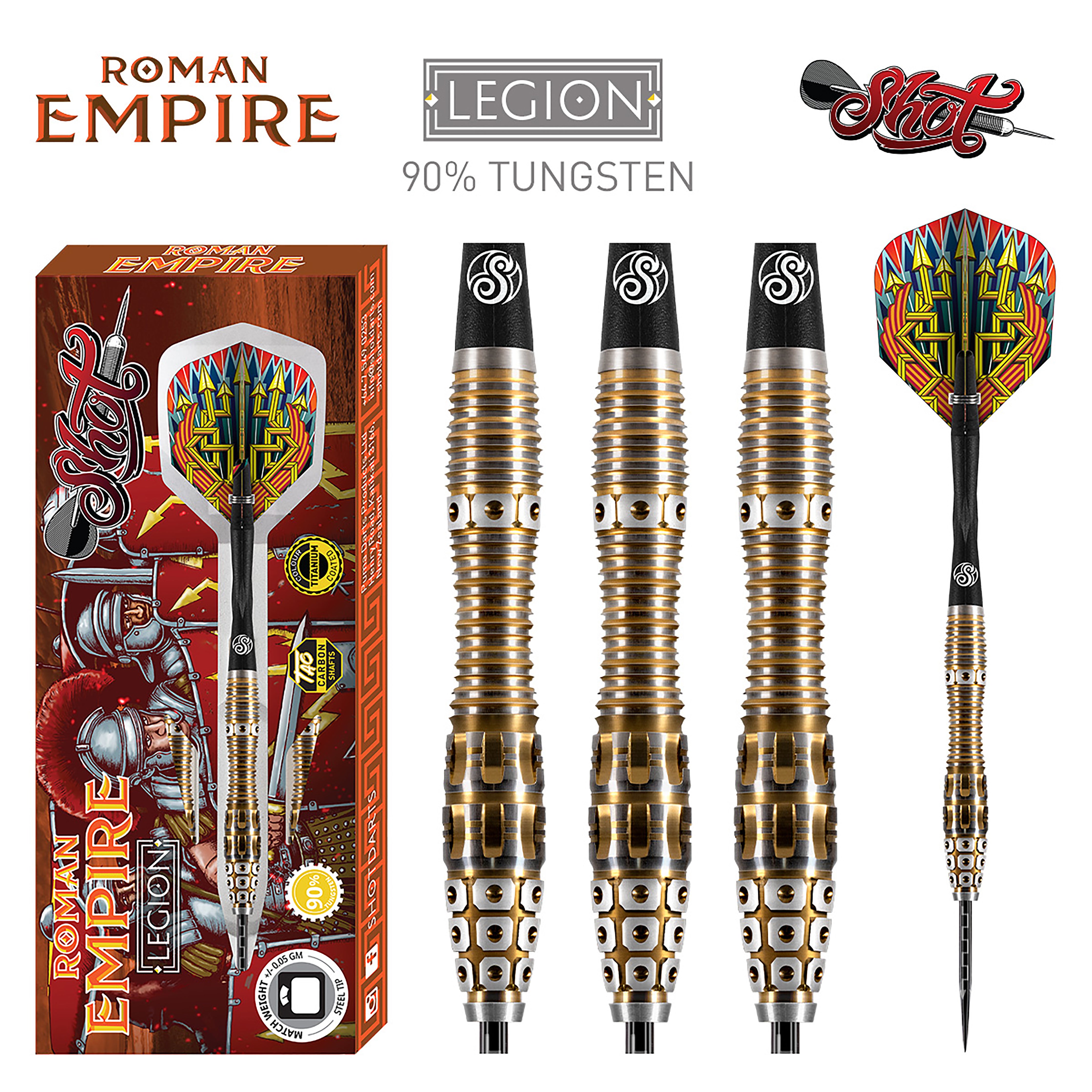 Shot Roman Empire Legion - Steel Tip Darts - 90% Tungsten - 23g 24g