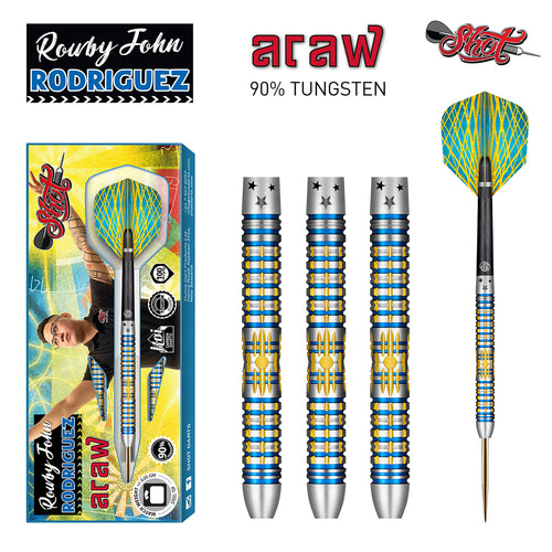 Shot Rowby-John Rodriguez - Araw - Steel Tip Darts - 90% Tungsten - 21g - 26g