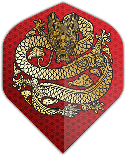 Dragon 100 Micron Standard No2 Shape Dart Flights - Gold and Red