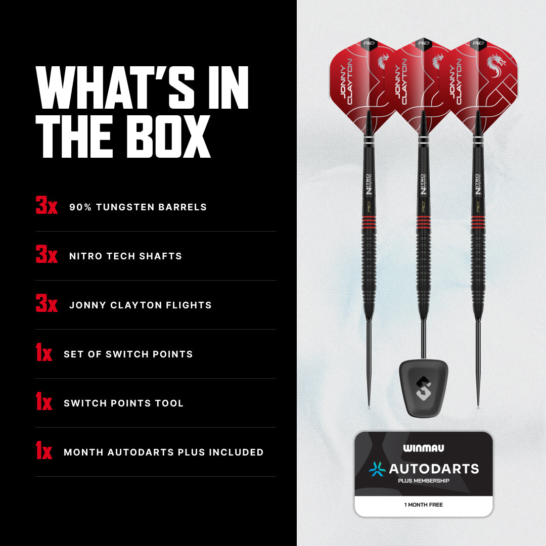 Red Dragon Jonny Clayton RD-ADV 90% Tungsten Switch Point Darts - 21g 22g 23g
