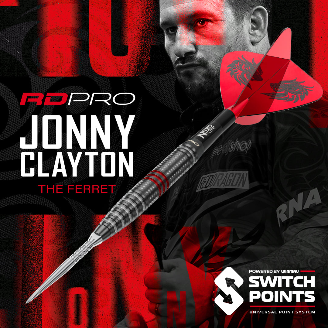 Red Dragon Jonny Clayton RD-PRO 90% Tungsten Switch Point Darts - 22g 23g 24g