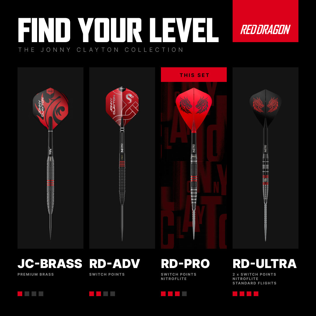 Red Dragon Jonny Clayton RD-PRO 90% Tungsten Switch Point Darts - 22g 23g 24g