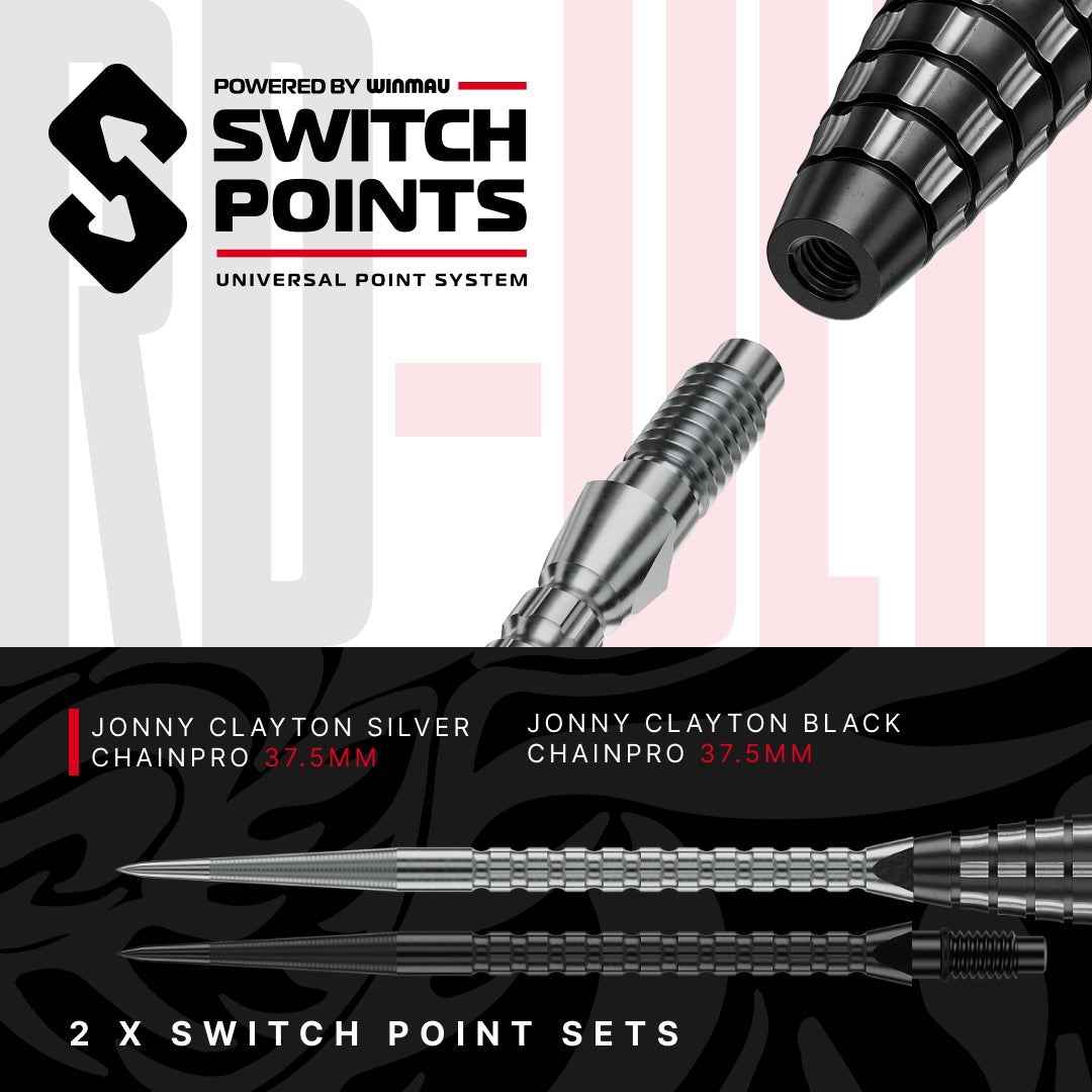Red Dragon Jonny Clayton RD-ULTRA 90% Tungsten Switch Point Darts - 22g