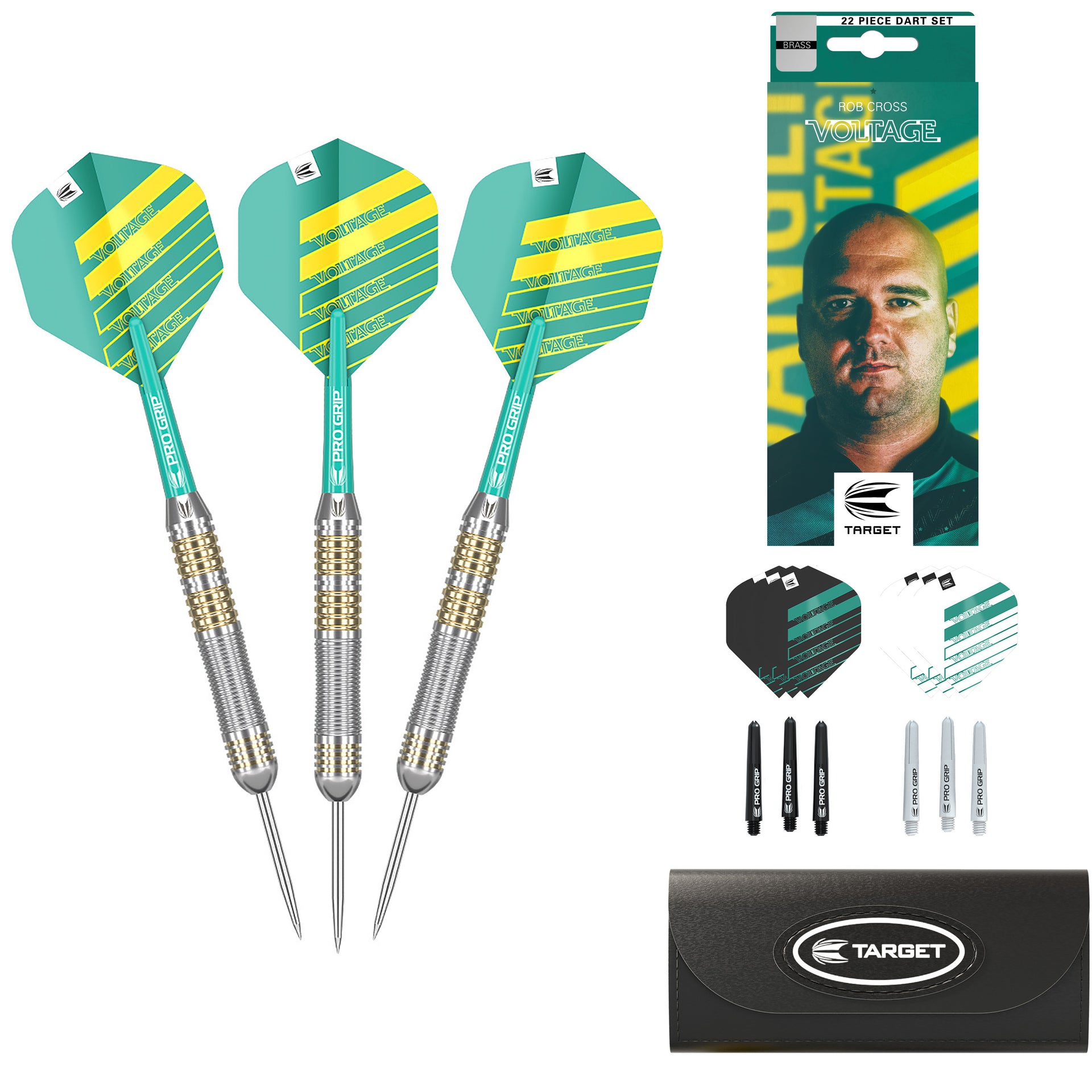 Target Darts Rob Cross Generation 1 Steel Tip Darts, 90% Tungsten Dart Set, 21G | G1 Player Edition Darts met vaste punten, Pro Grip Shafts, No.6 Dart Flights