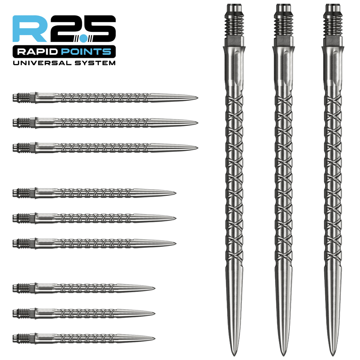 Mission R2.5 Rapid Dart Points - SC1 - Silver - 30mm 35mm 40mm