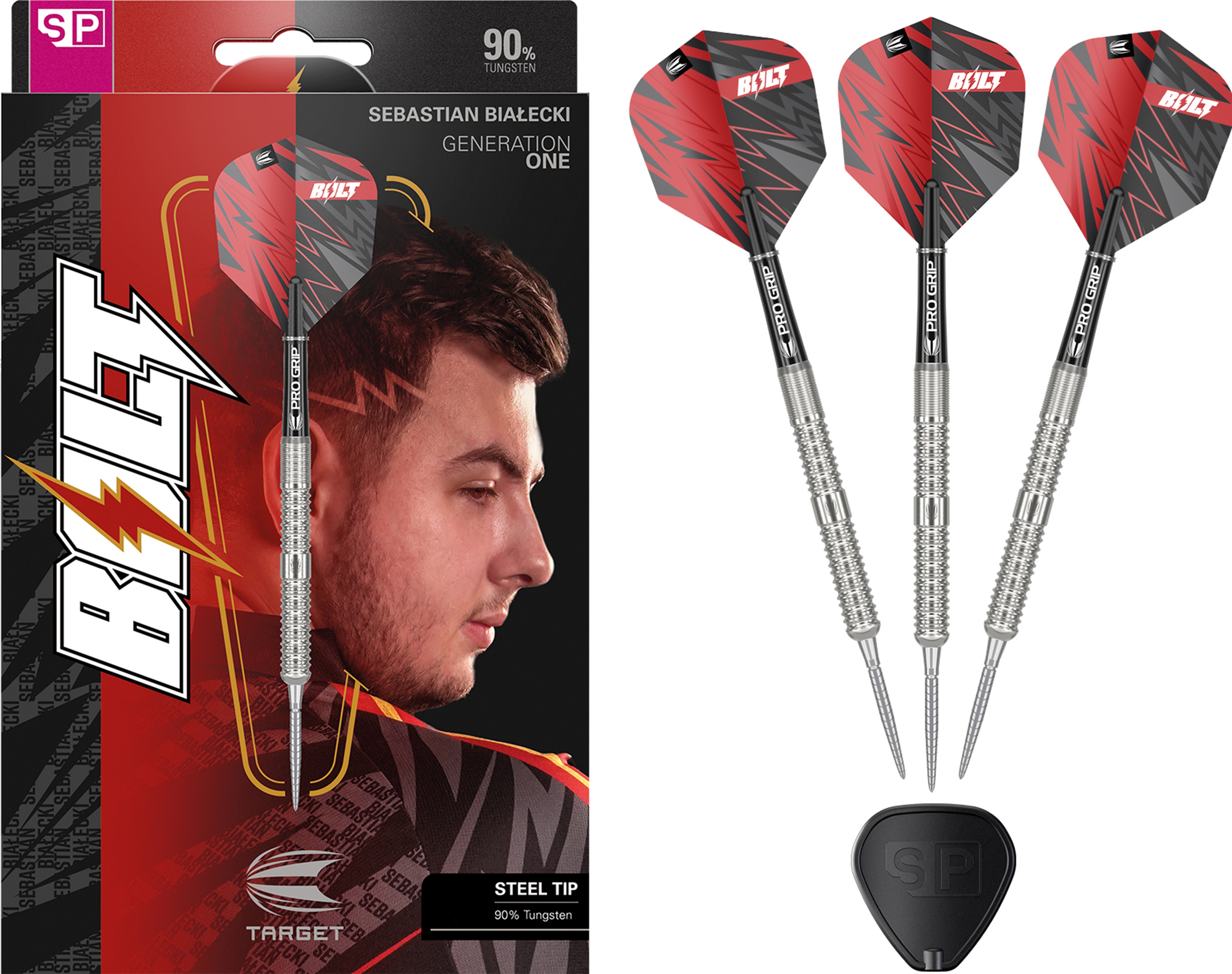 Target Sebastian 'Bolt' Bialecki SP Steel Tip Darts Set 2024 - 90% Tungsten - 22g