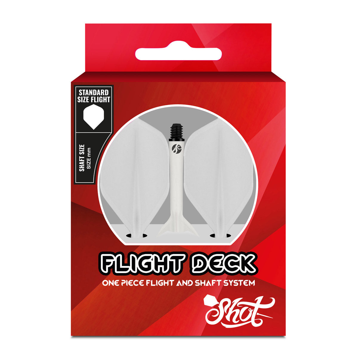 SHOT DARTS - FLIGHT DECK - ONE PIECE DART FLIGHT AND SHAFT SYSTEM - WHITE