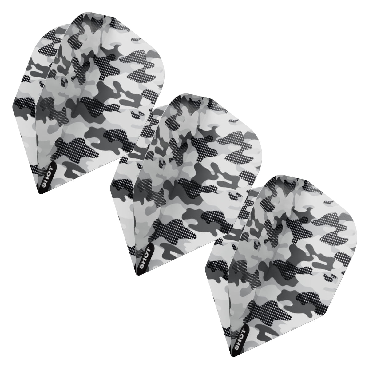 Shot Arctic Camo White Dart Flight Set - No6 Standard Shape