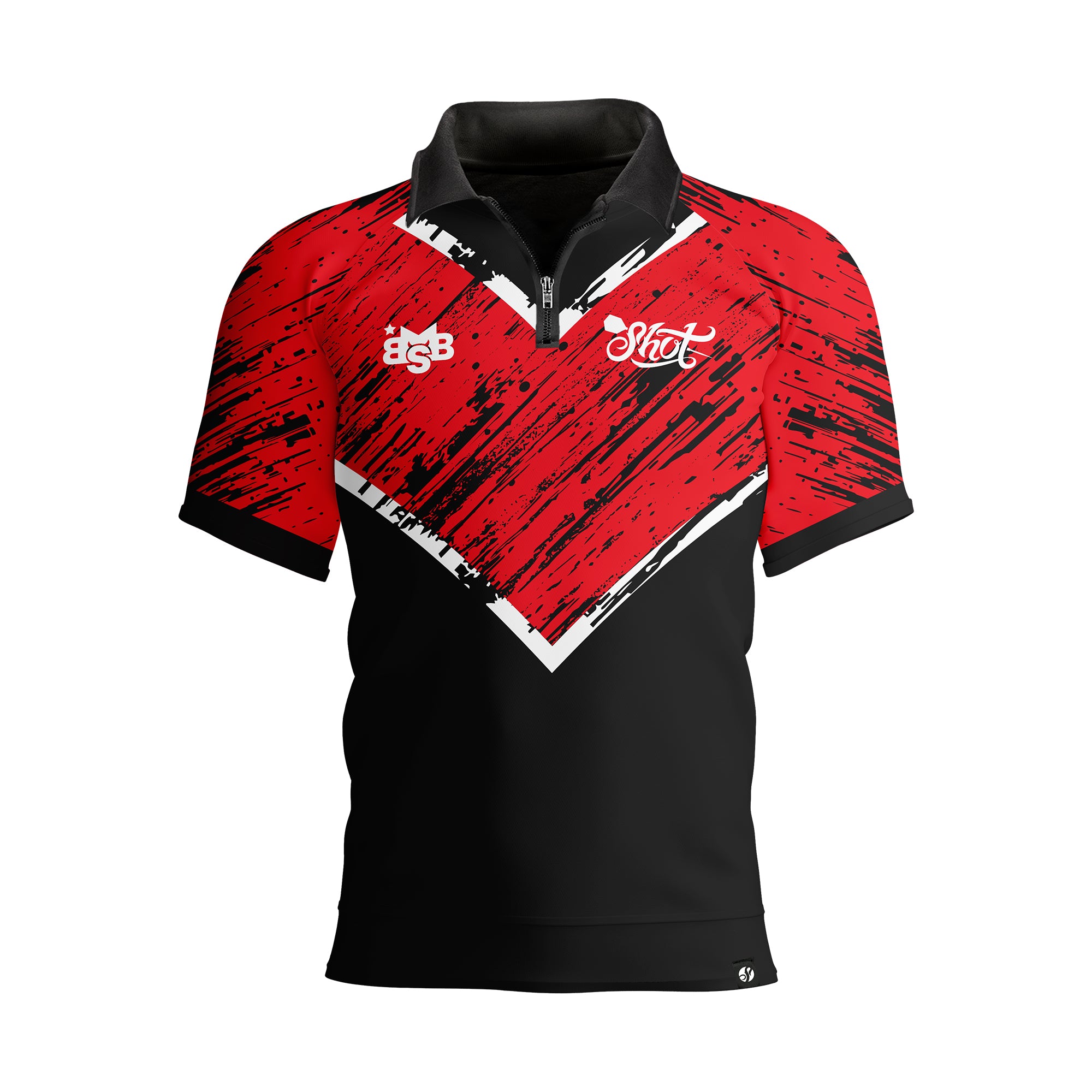 Shot Darts Michael Bully Boy Smith Red Strip Polo Shirt - Small - 6XL