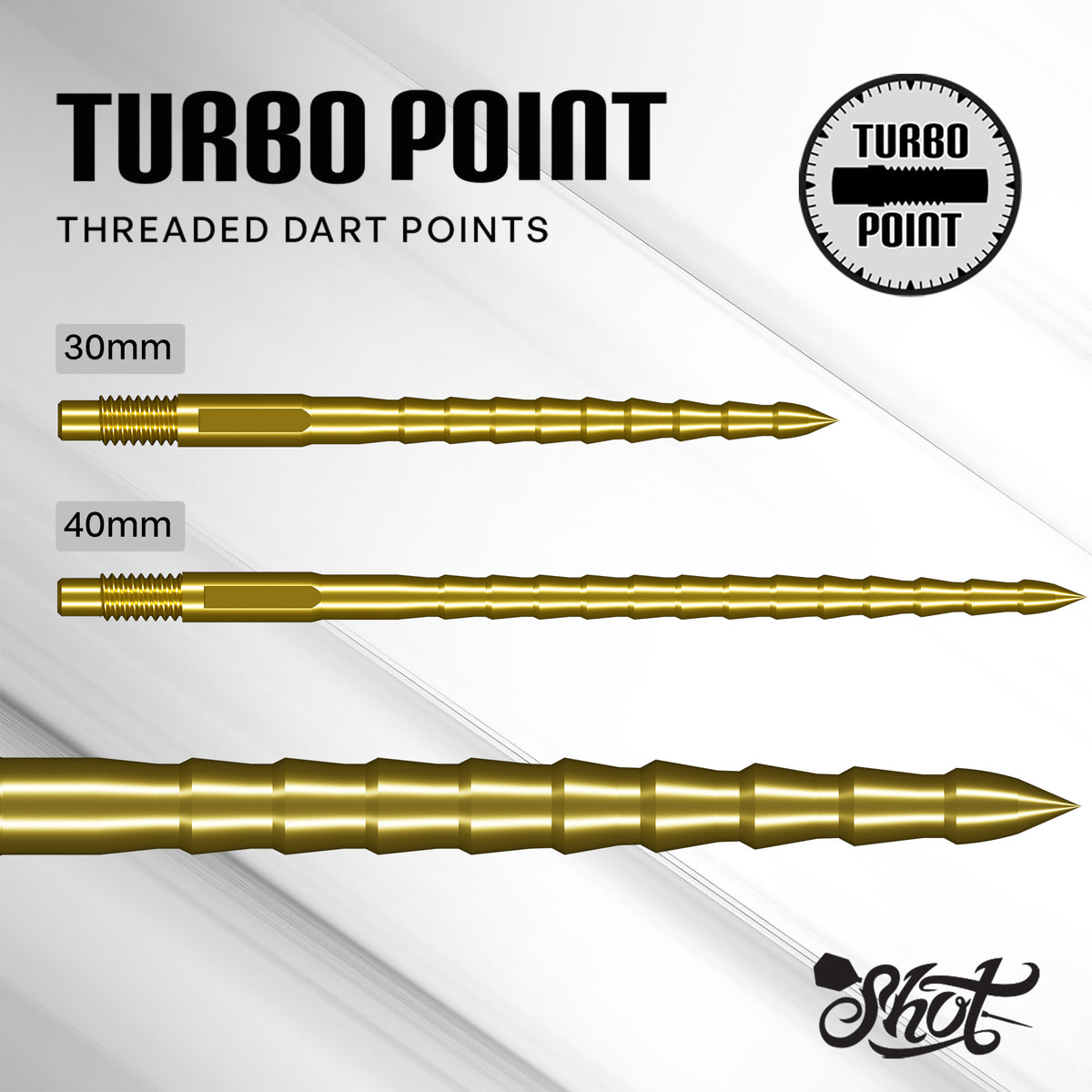 Shot Turbo RS Steel Tip Turbo Points Gold - 30mm 40mm