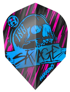 Harrows Savage - No2 - Dart Flights - Aqua & Pink