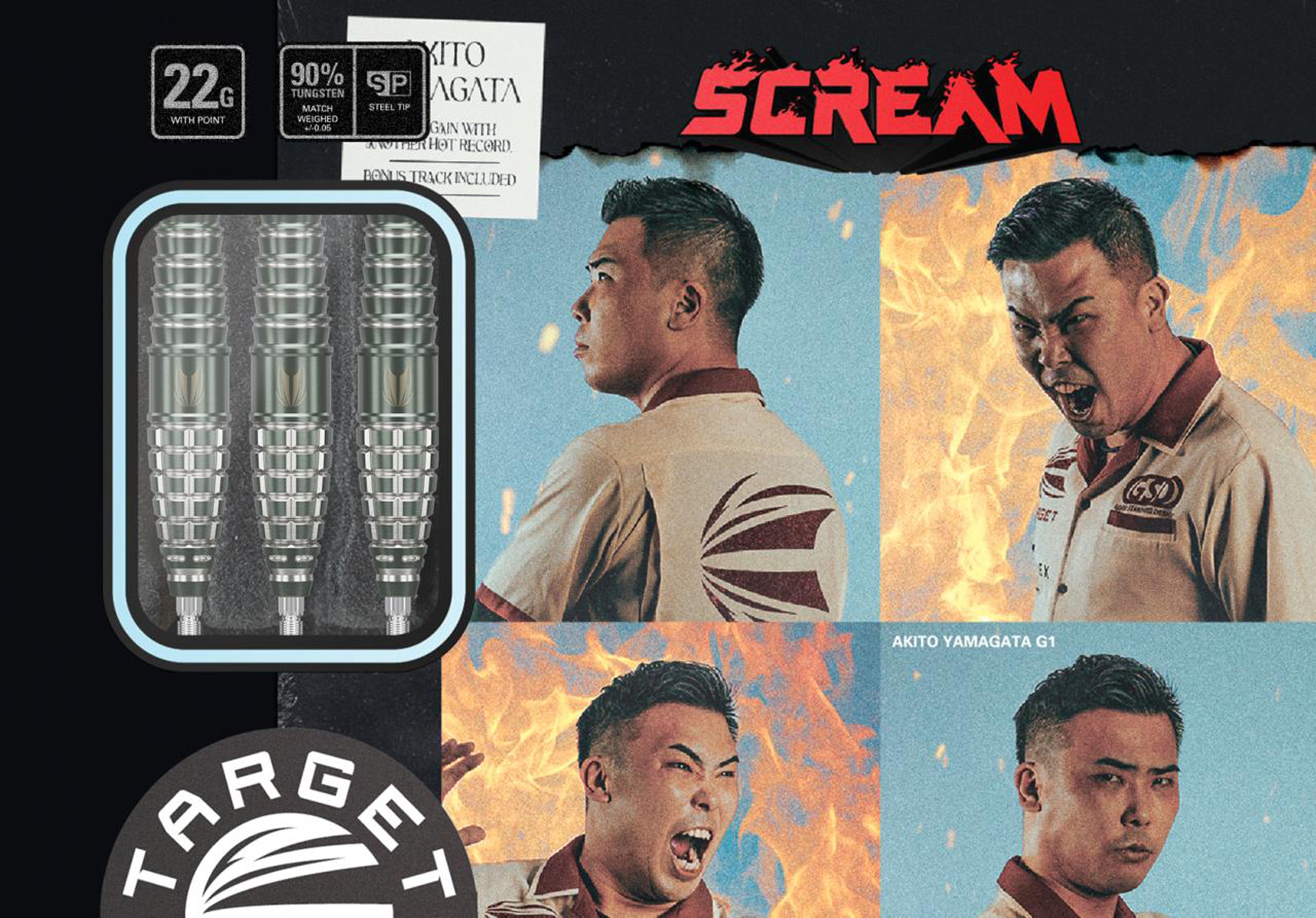 Target Prime Series Akito 'Scream' Yamagata SP Steel Tip Darts Set 202