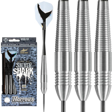 Harrows Silver Shark Tungsten Look Brass Steel Tip Darts - 24g