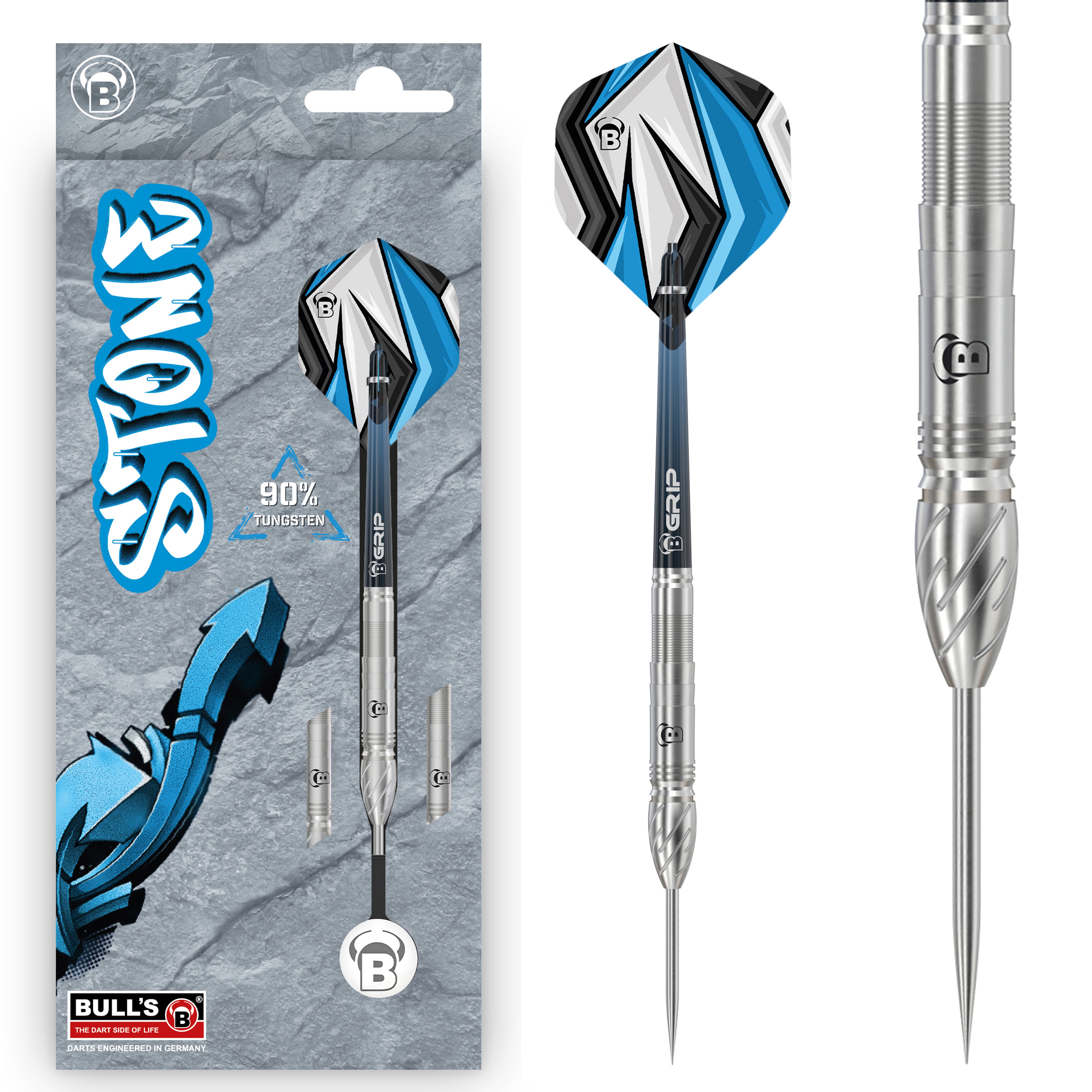 BULL'S Stone S1 Steel Tip Darts - 90% Tungsten - 21g 23g 25g