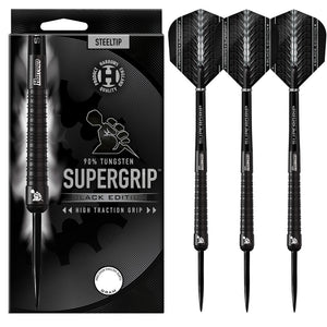 Harrows Supergrip Black Edition Steel Tip Darts - 90% Tungsten - 21g to 30g