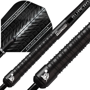 Harrows Supergrip Black Edition Steel Tip Darts - 90% Tungsten - 21g to 30g