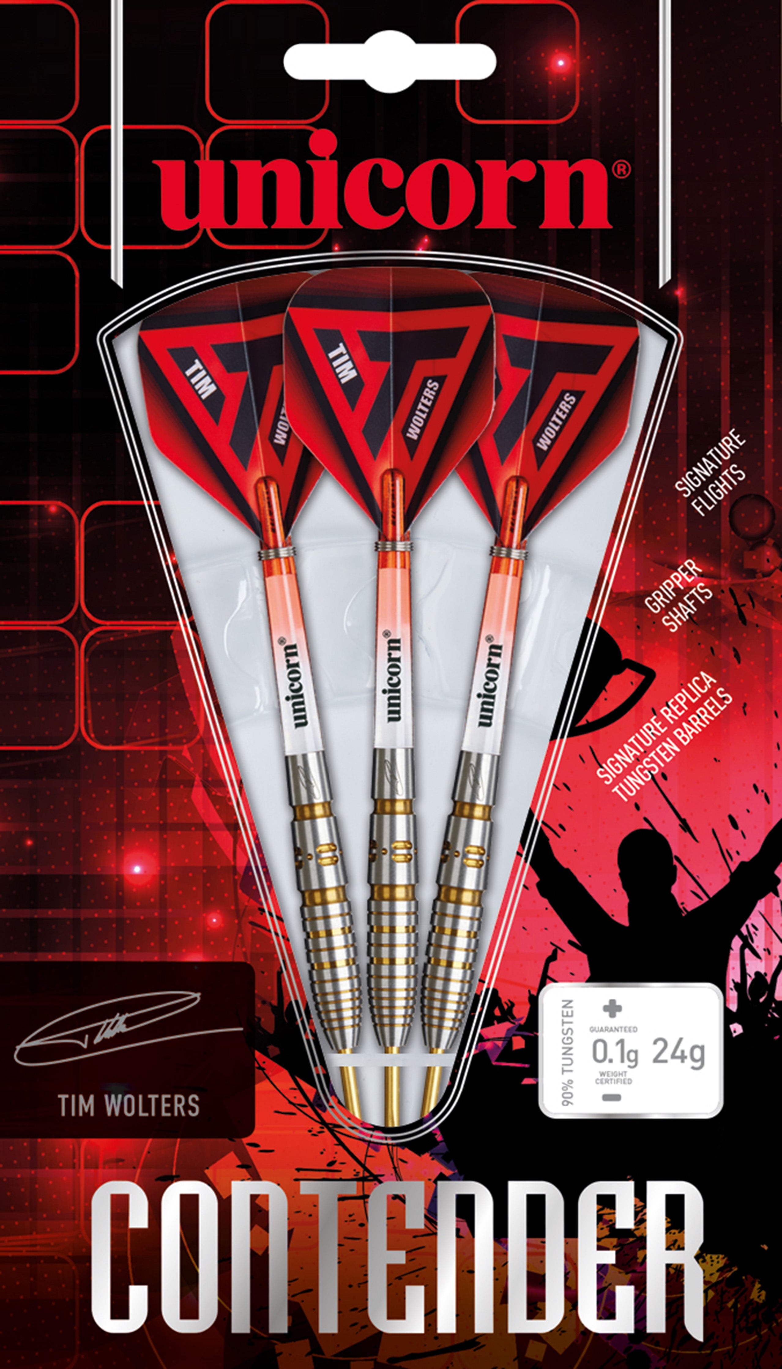 Unicorn Tim Wolters Steel Tip Darts - 90% Tungsten - 24g