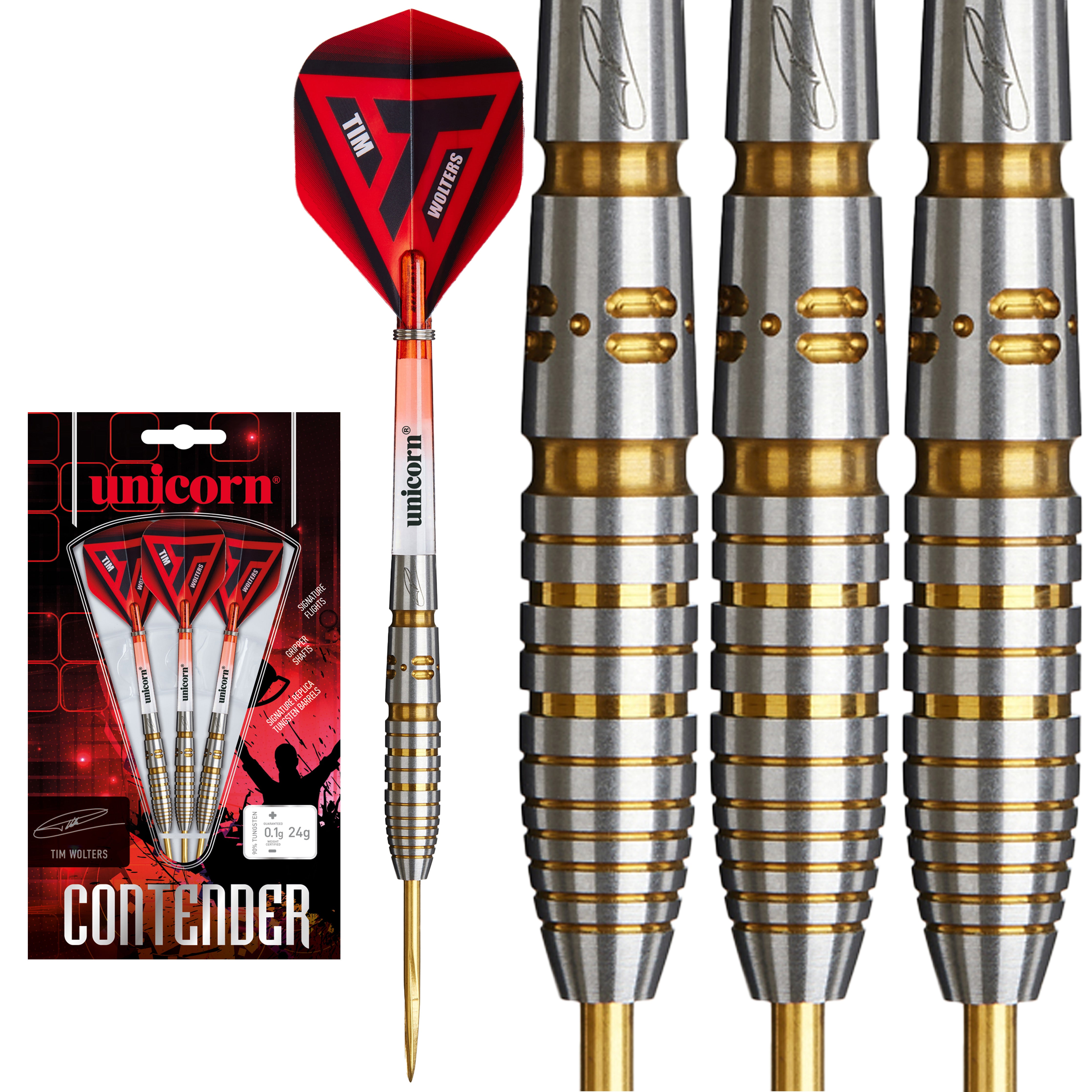 Unicorn Tim Wolters Steel Tip Darts - 90% Tungsten - 24g