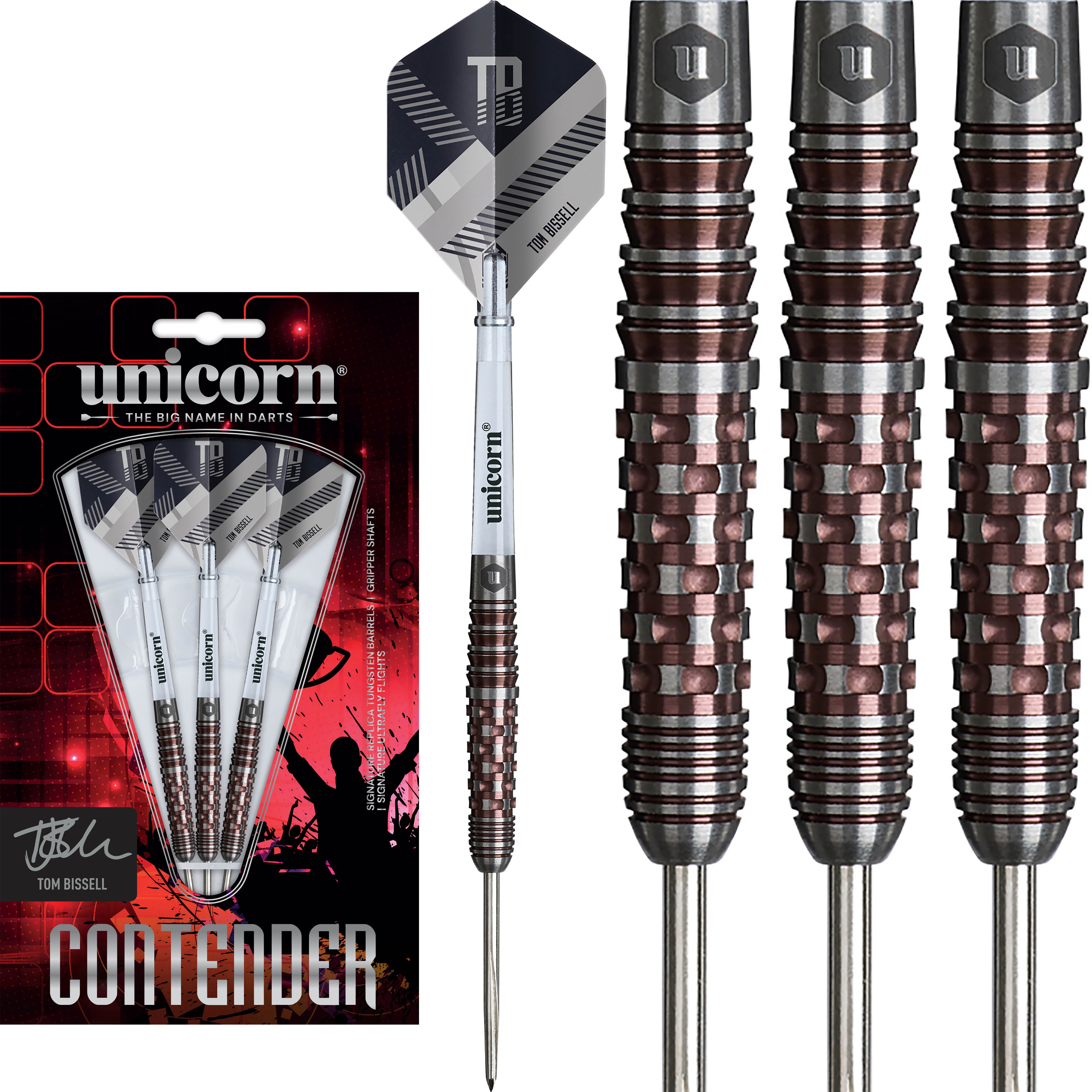 Unicorn Tom Bissell Contender Rosso - 95% Tungsten Darts - 22g