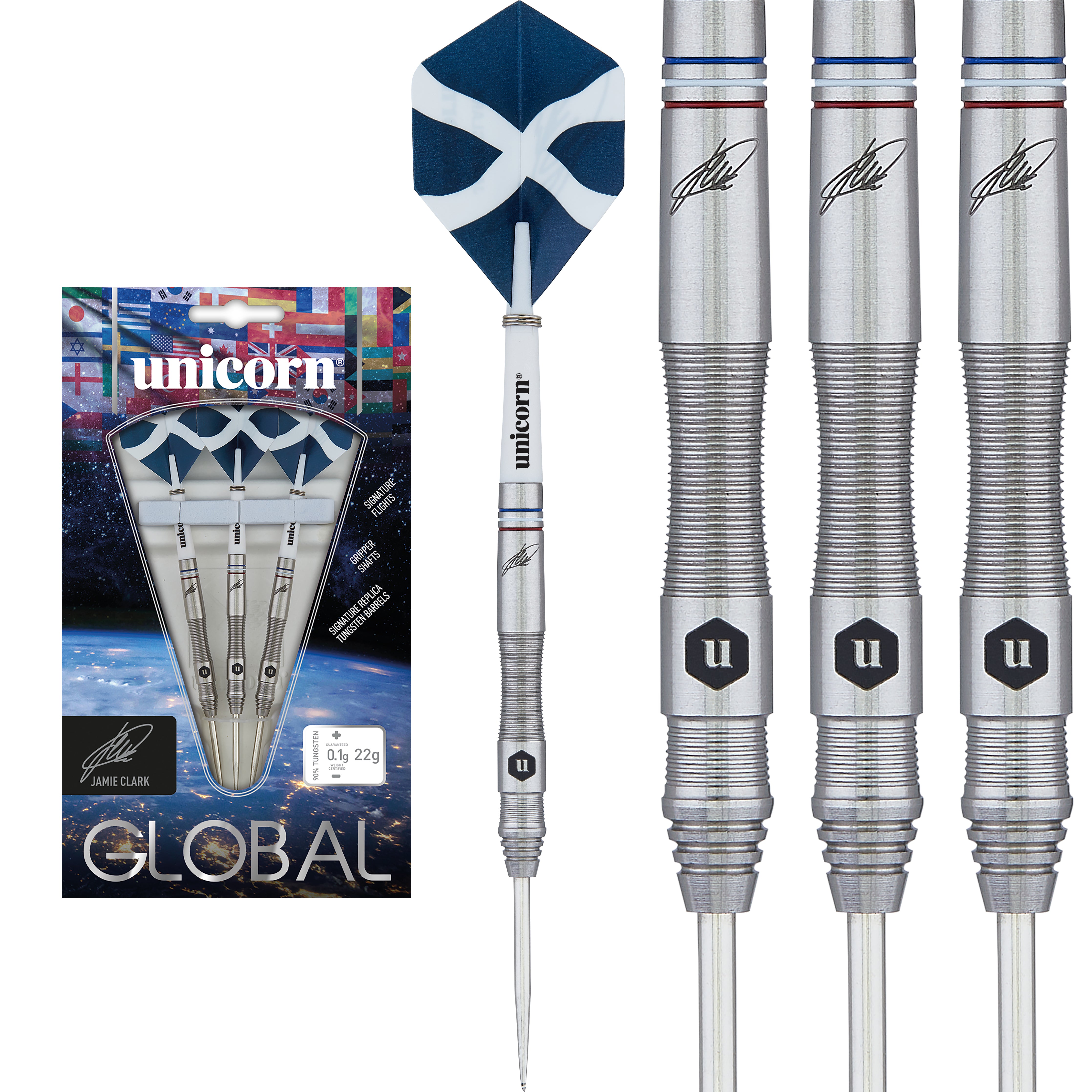 Unicorn Jamie Clarke - Global - 90% Tungsten Darts - 22g