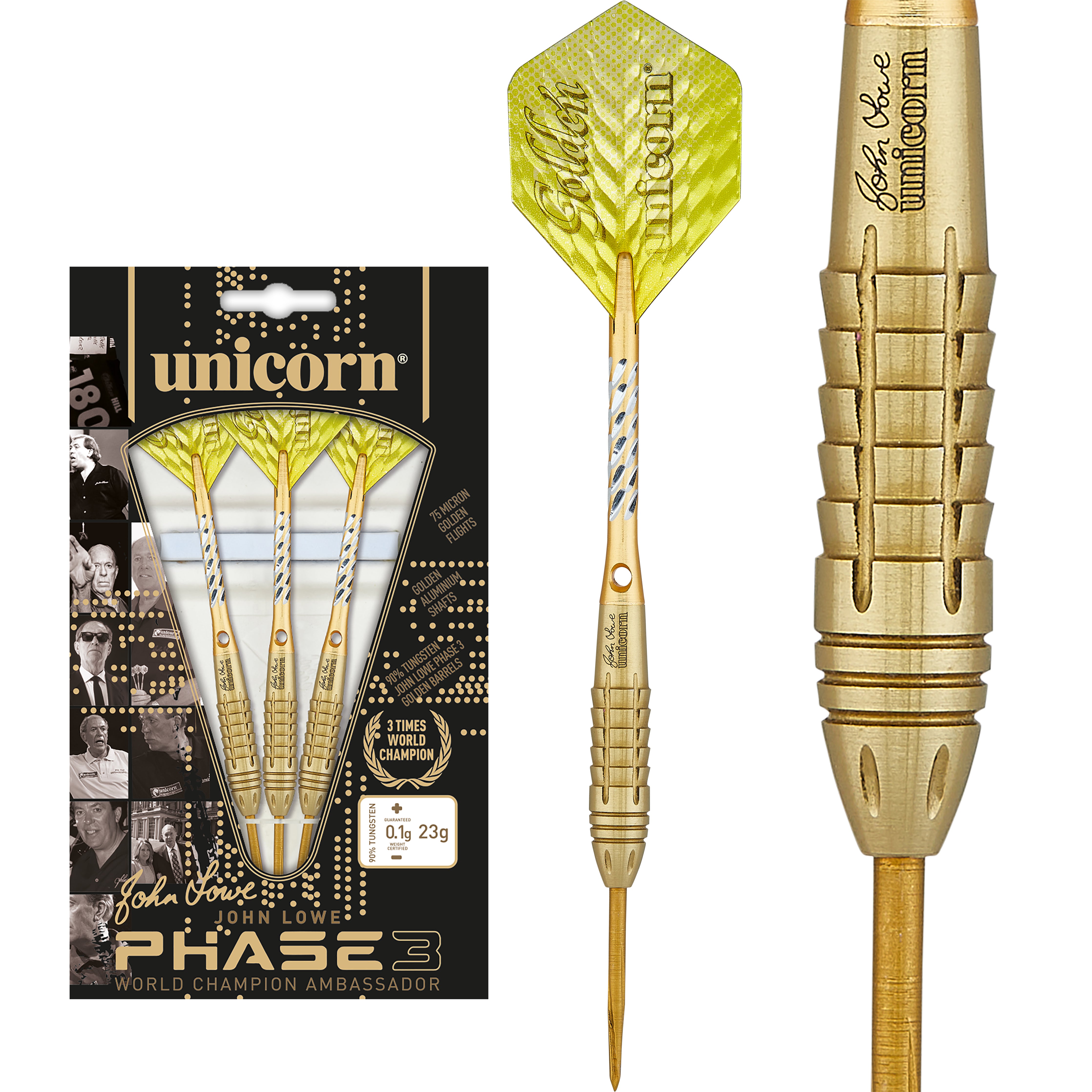 ダーツ unicorn Golden John Lowe 20g Unicorn John Lowe - Phase 3 - World Champion - 90 % Tungsten