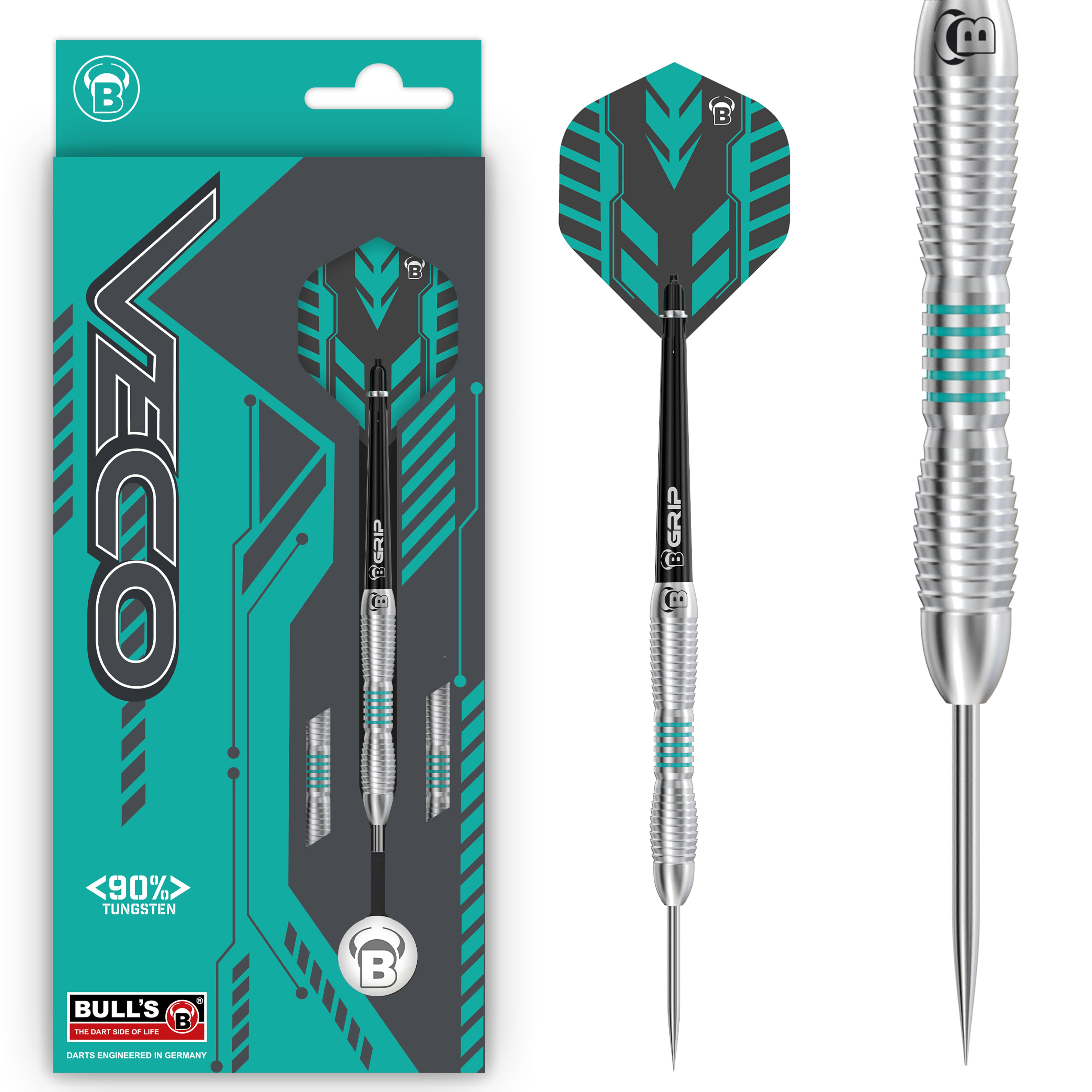 BULL'S Veco V1 Steel Tip Darts - 90% Tungsten - 21g 23g 25g