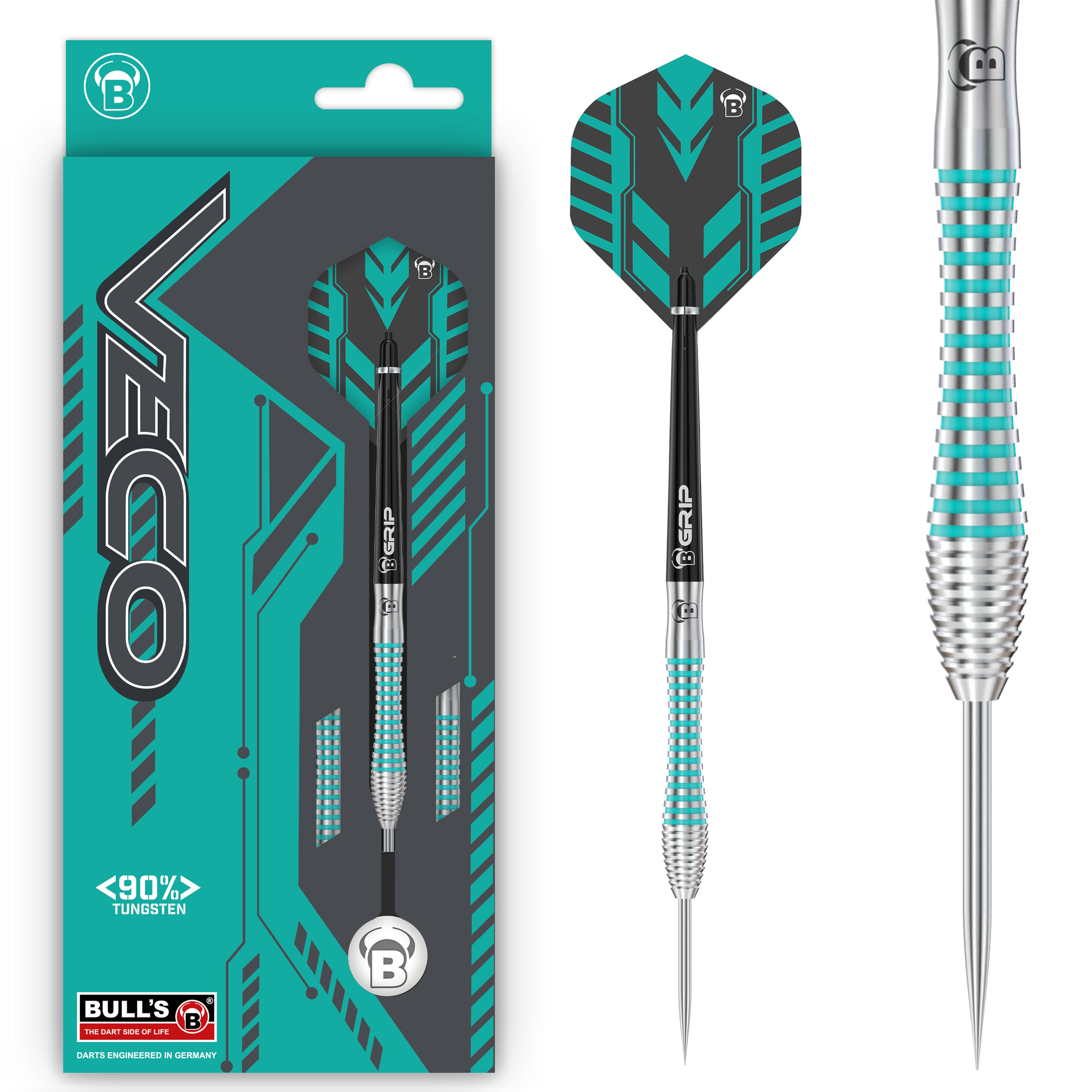 BULL'S Veco V2 Steel Tip Darts - 90% Tungsten - 21g 23g 25g