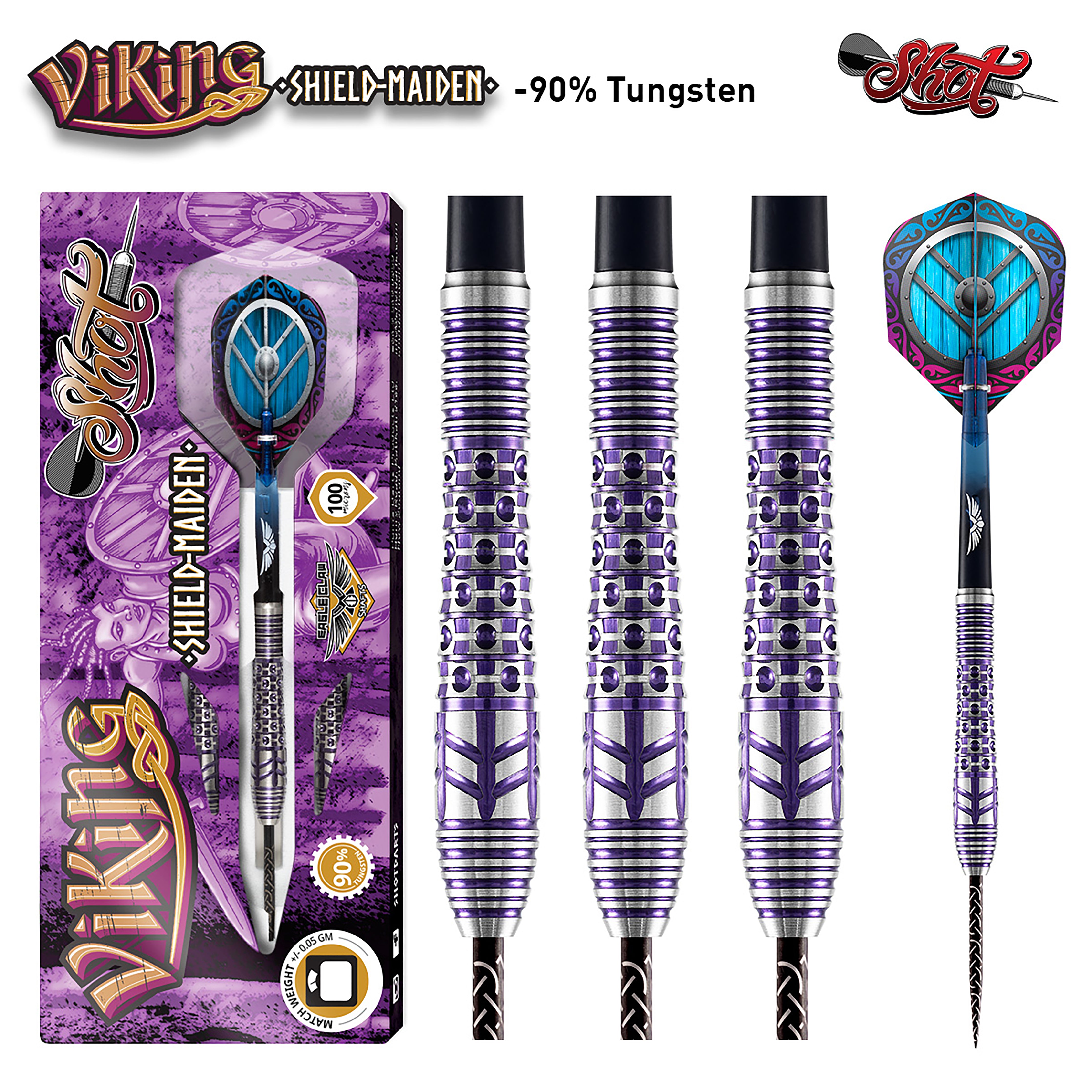 Shot Viking Shield-Maiden -  Steel Tip Darts - 90% Tungsten - 23g 24g 25g 27g