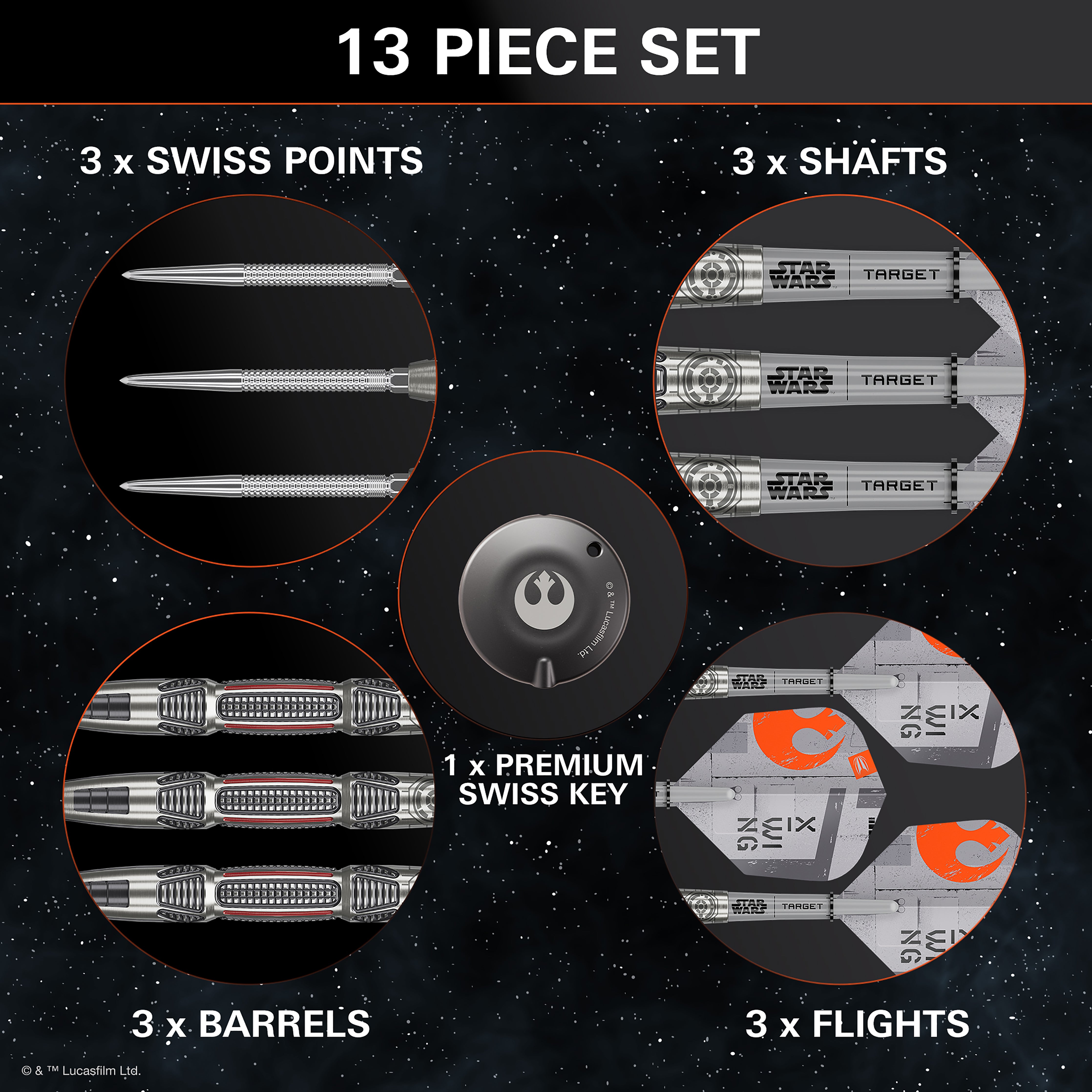 Target Star Wars X-WING - 90% Tungsten - SP - Steel Tip Darts - 22g 24g 26g