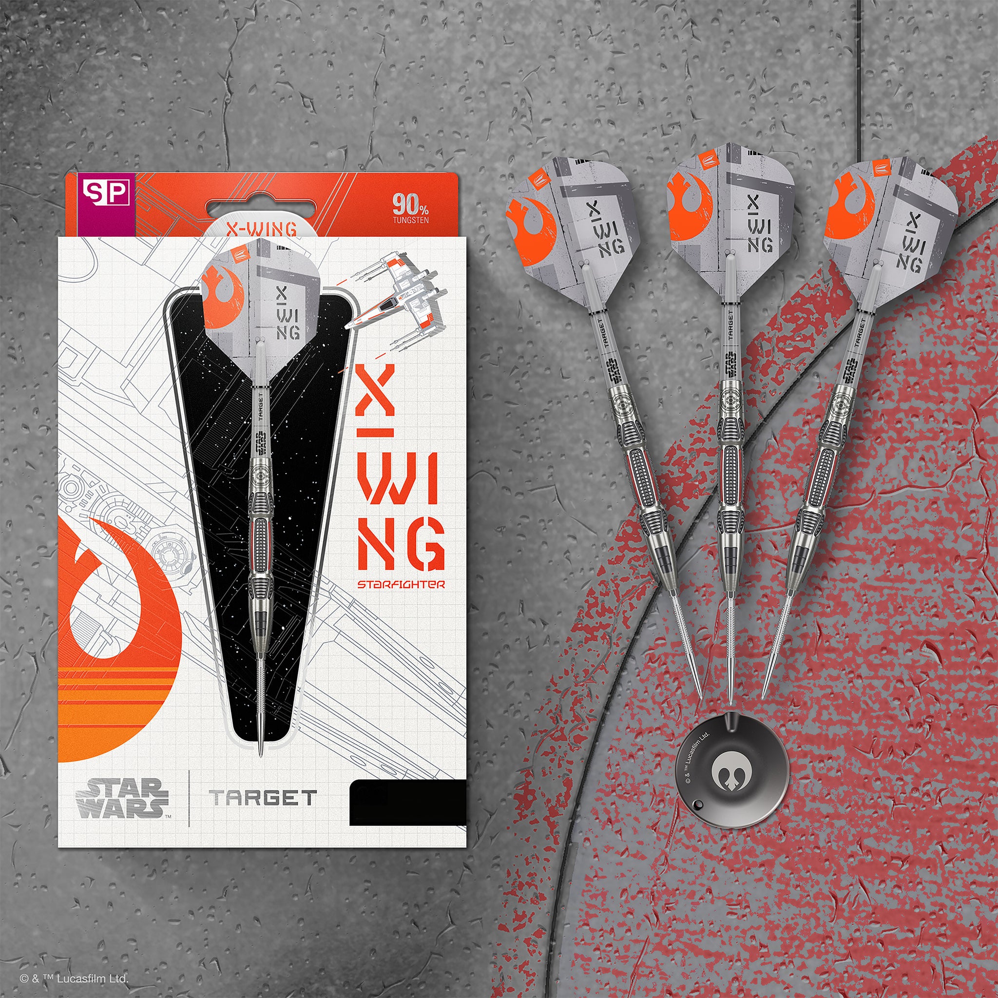 Target Darts Star Wars X-Wing 90% Tungsten Steel Tip Darts, 26G | Zilveren GRD Swiss Points, Pro Grip-schachten, X Wing nr. 6 Pro Ultra-vleugels en Swiss Point-gereedschap Target Darts Star Wars X-Wing 90% Tungsten Steel Tip Darts, 26G | Zilveren GRD Swiss Points, Pro Grip-schachten, X Wing nr. 6 Pro Ultra-vleugels en Swiss Point-gereedschap