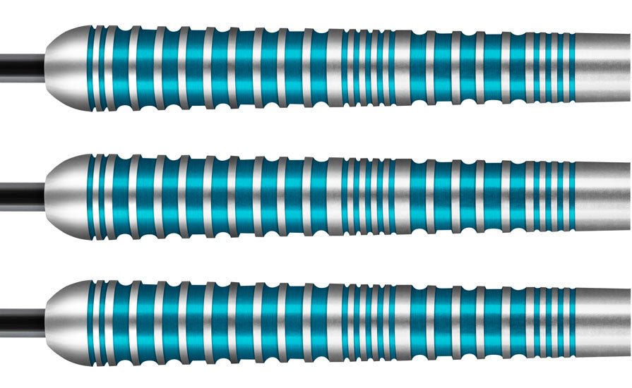 Shot Zen Jutsu 2.0 - Steel Tip Dart Set - 80% Tungsten - 23g 24g 25g - Aqua Blue