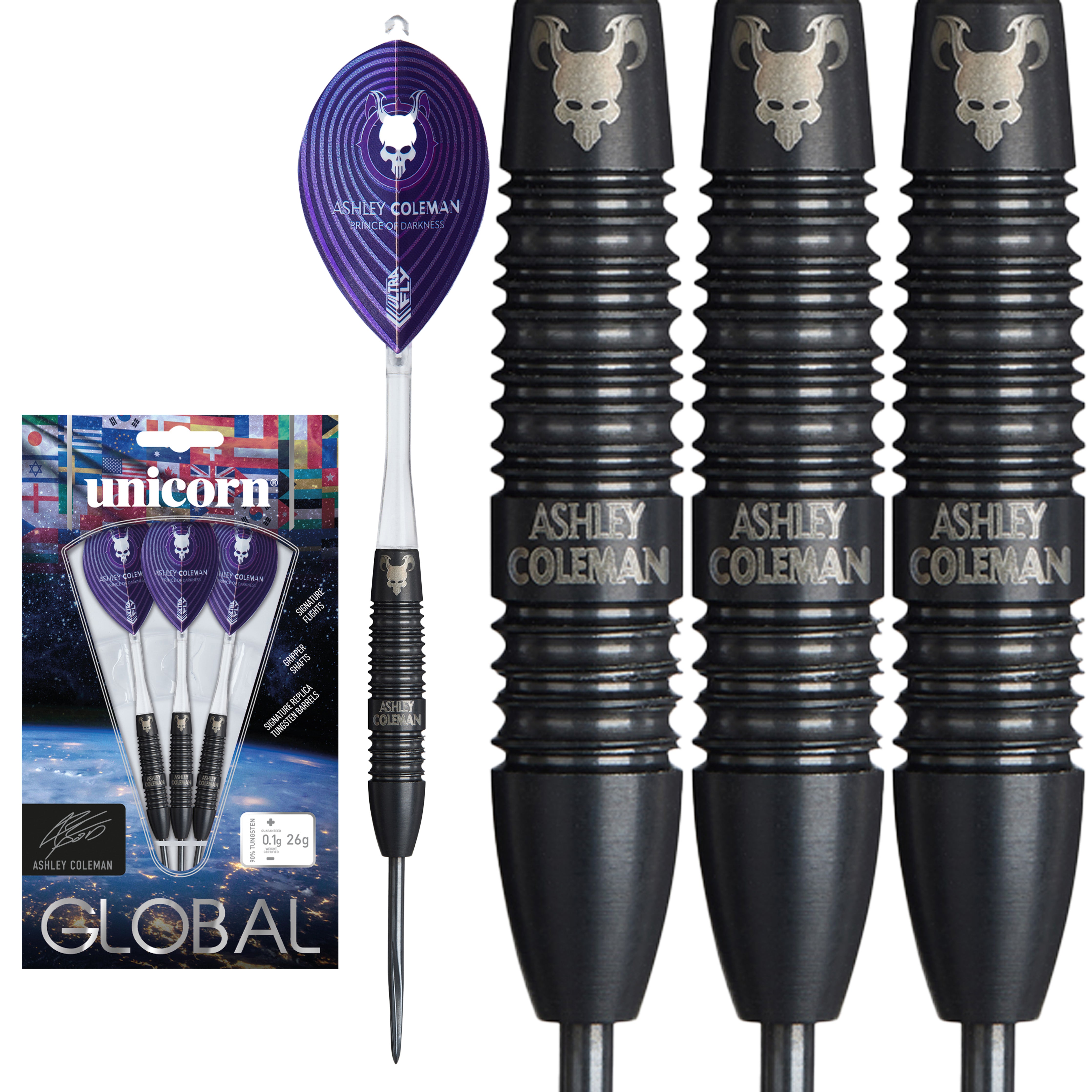 Unicorn Ashley Coleman Steel Tip Darts - 90% Tungsten - 26g