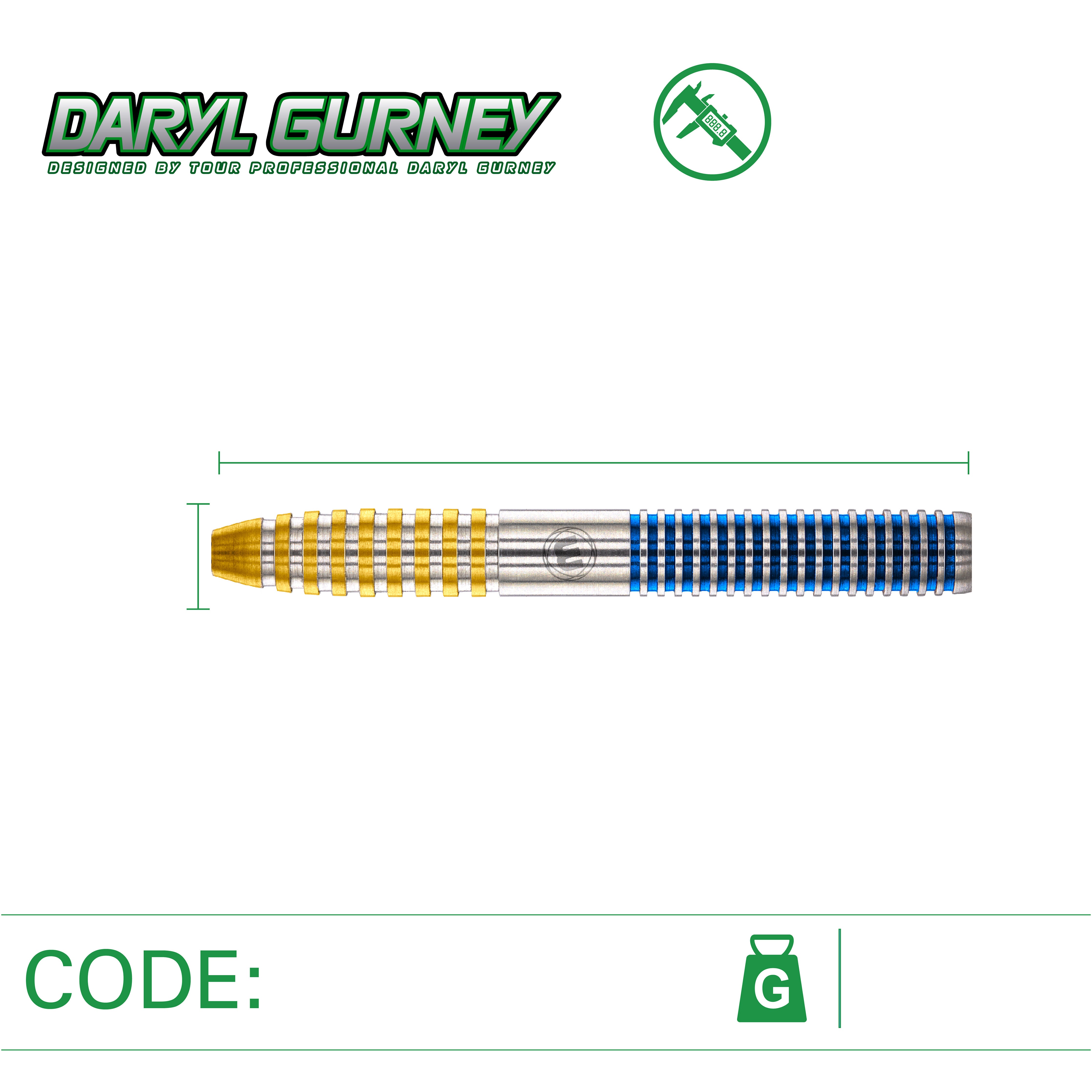 Winmau Daryl 'Superchin' Gurney SC 1.0 Series Steel Tip Darts Set - 90% Tungsten - 23g