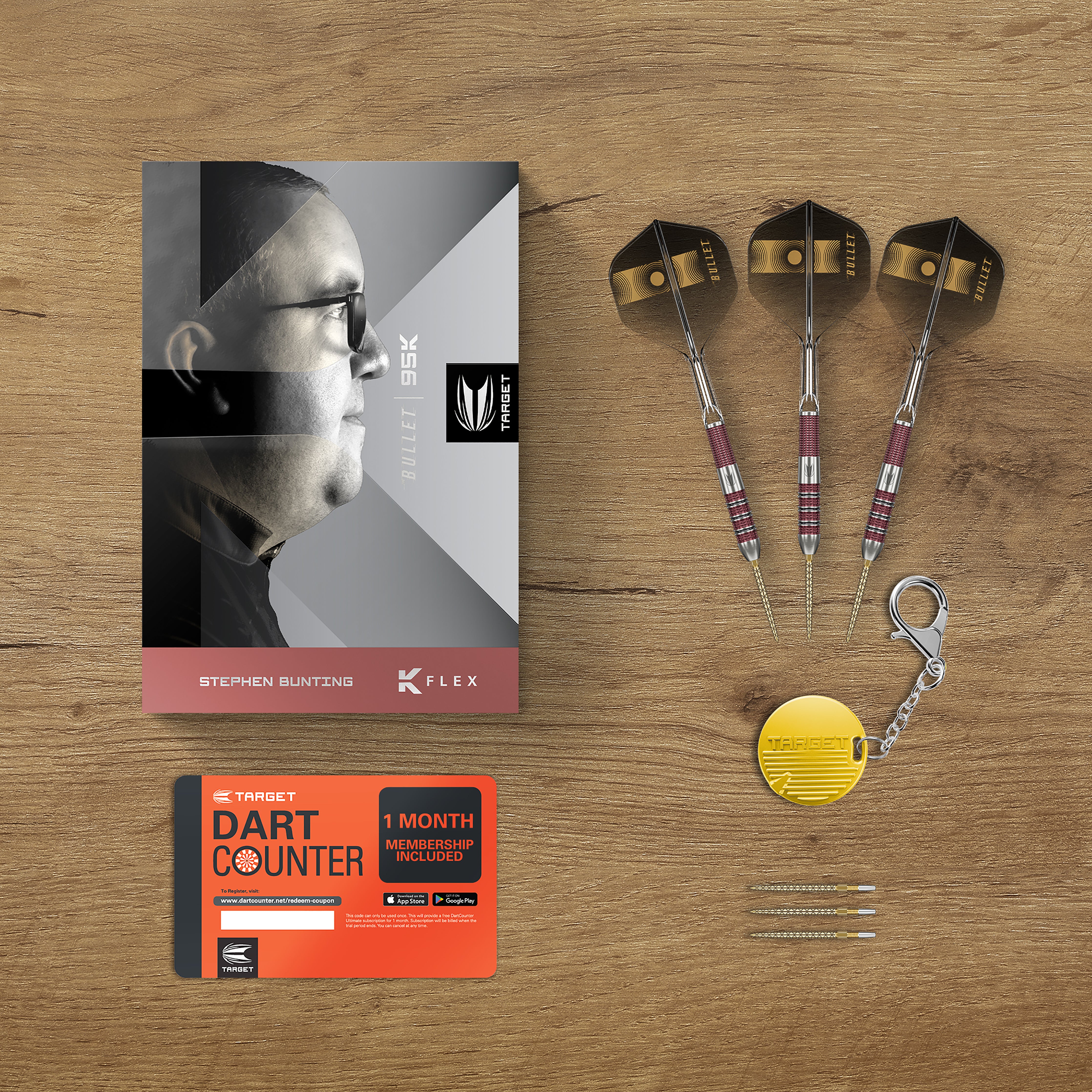 Target Stephen 'The Bullet' Bunting - 95k - 95% Tungsten Steel Tip Dar