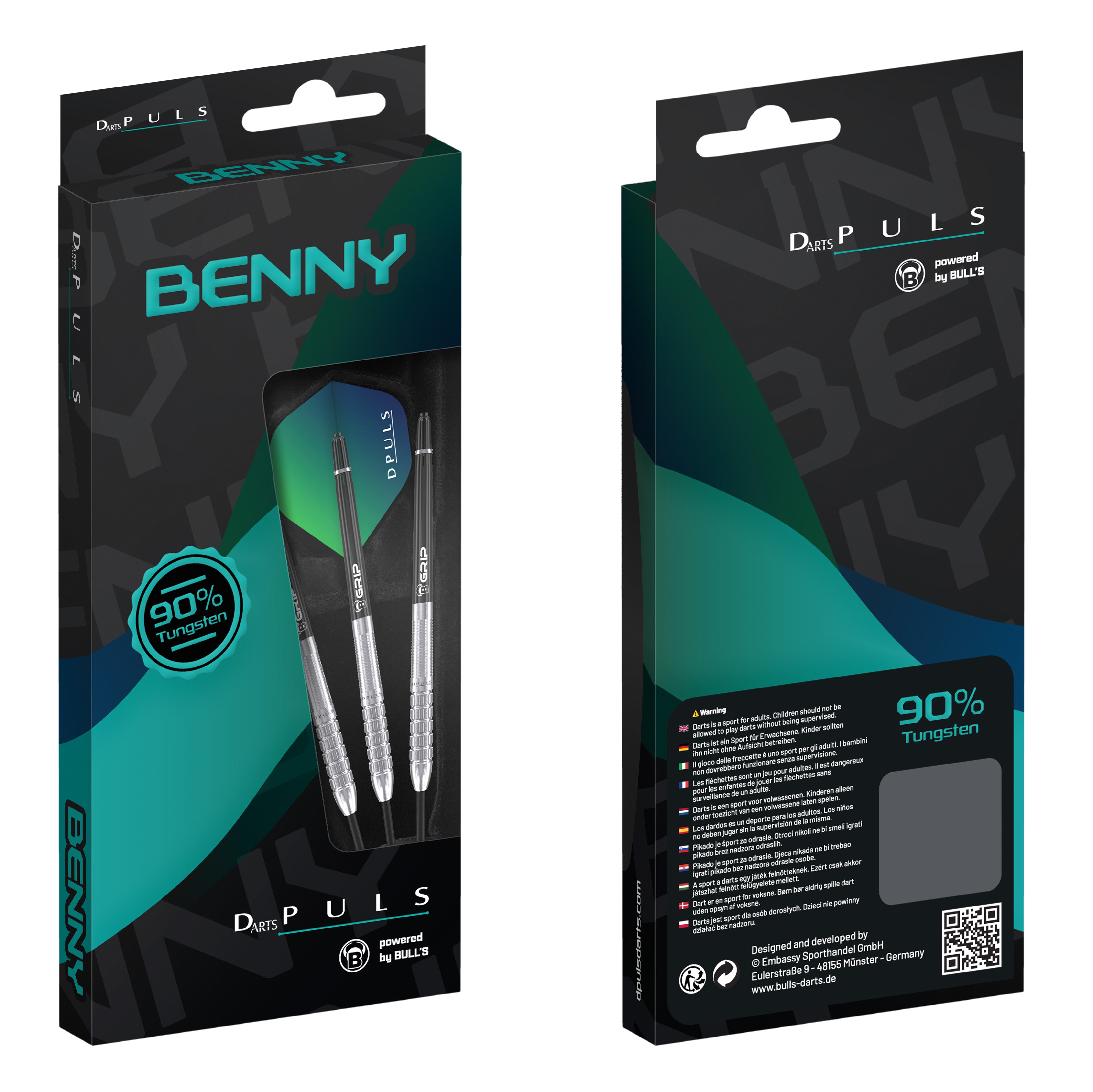 BULL'S DPuls Benny - 90% Tungsten - Steel Tip Darts - 23g