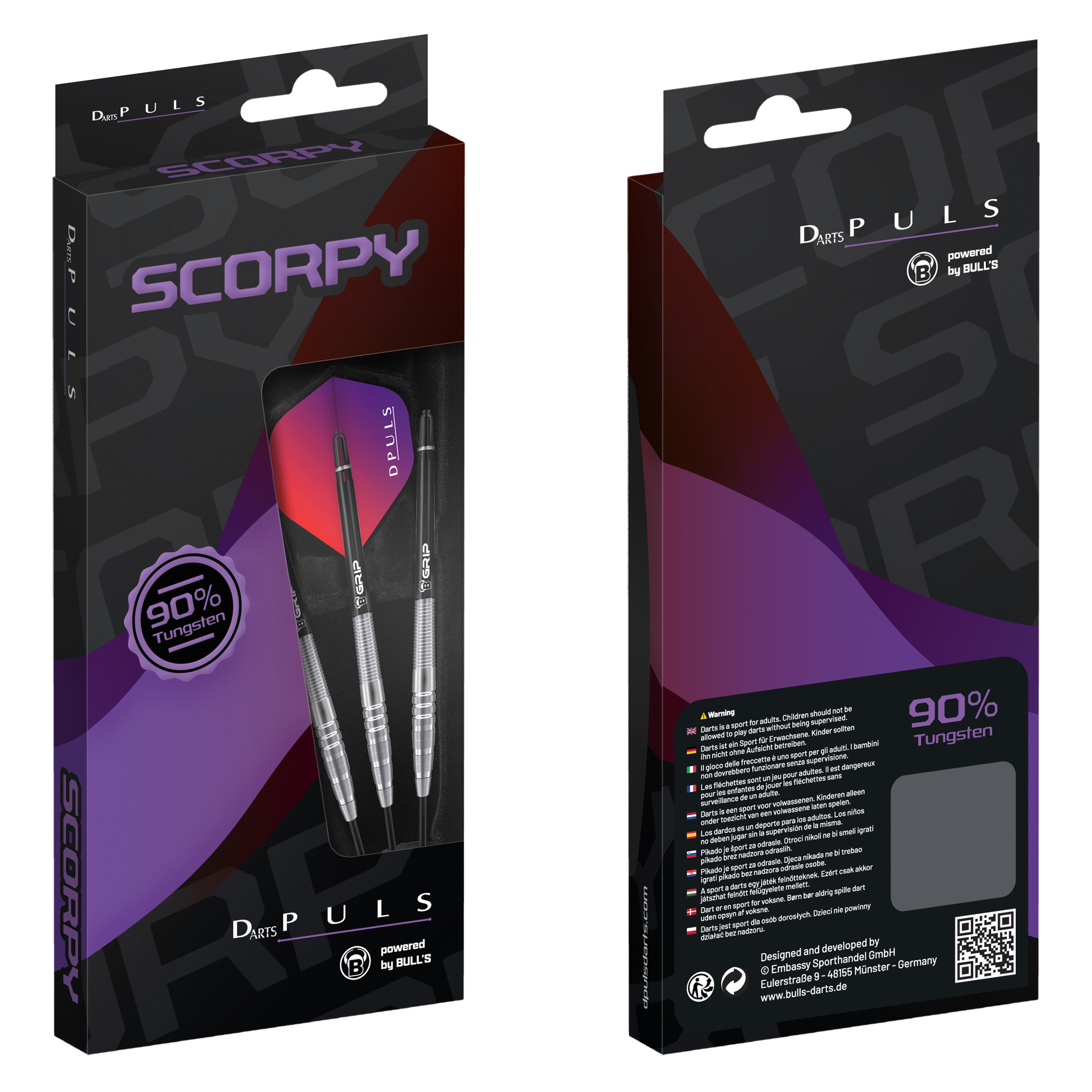 Bull's DPuls Scorpy - 90% Tungsten Steel Tip Darts - 23g