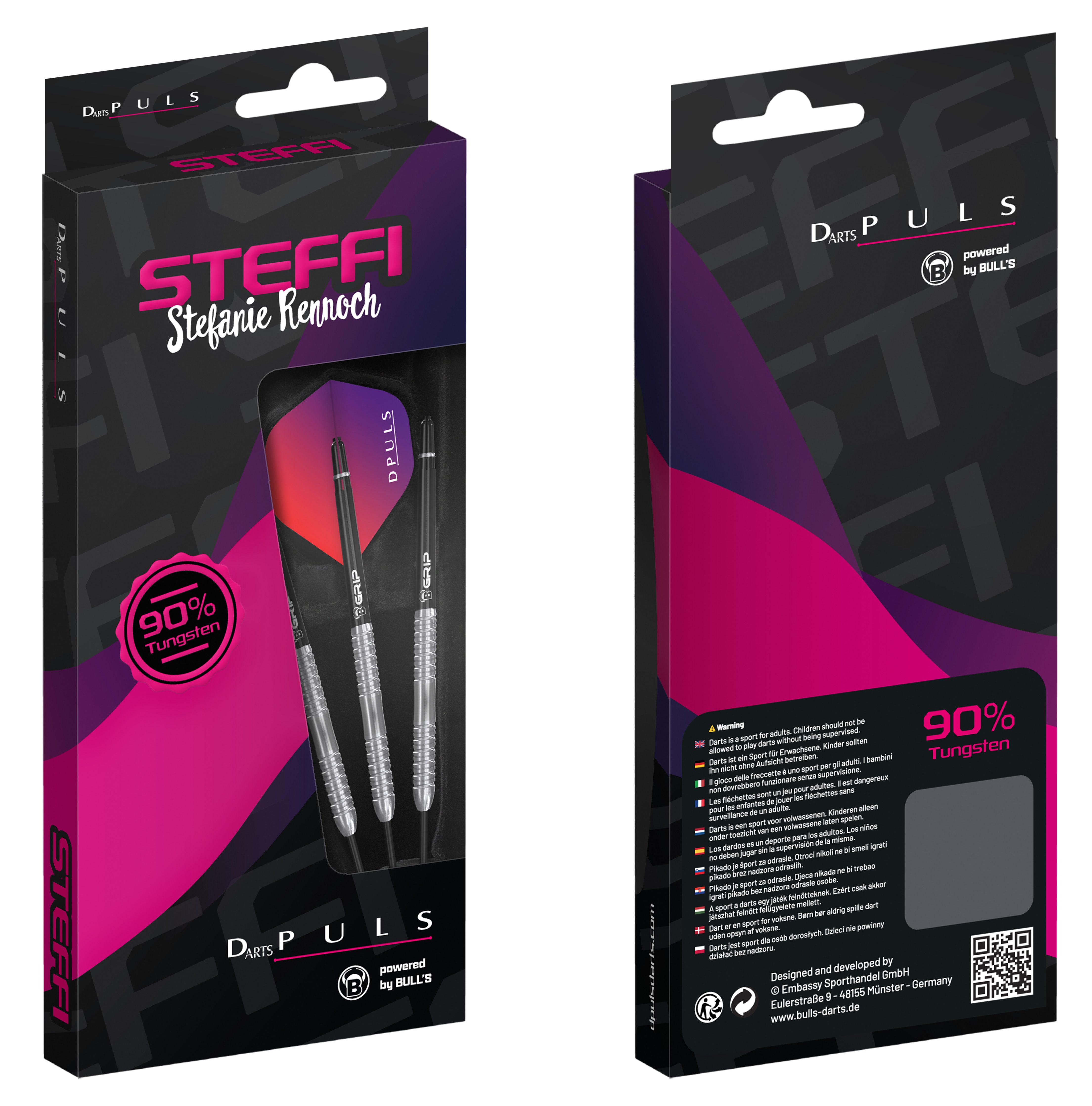 Bull's DPuls Steffi - Stefanie Rennoch - 90% Tungsten - Steel Tip Darts - 23g