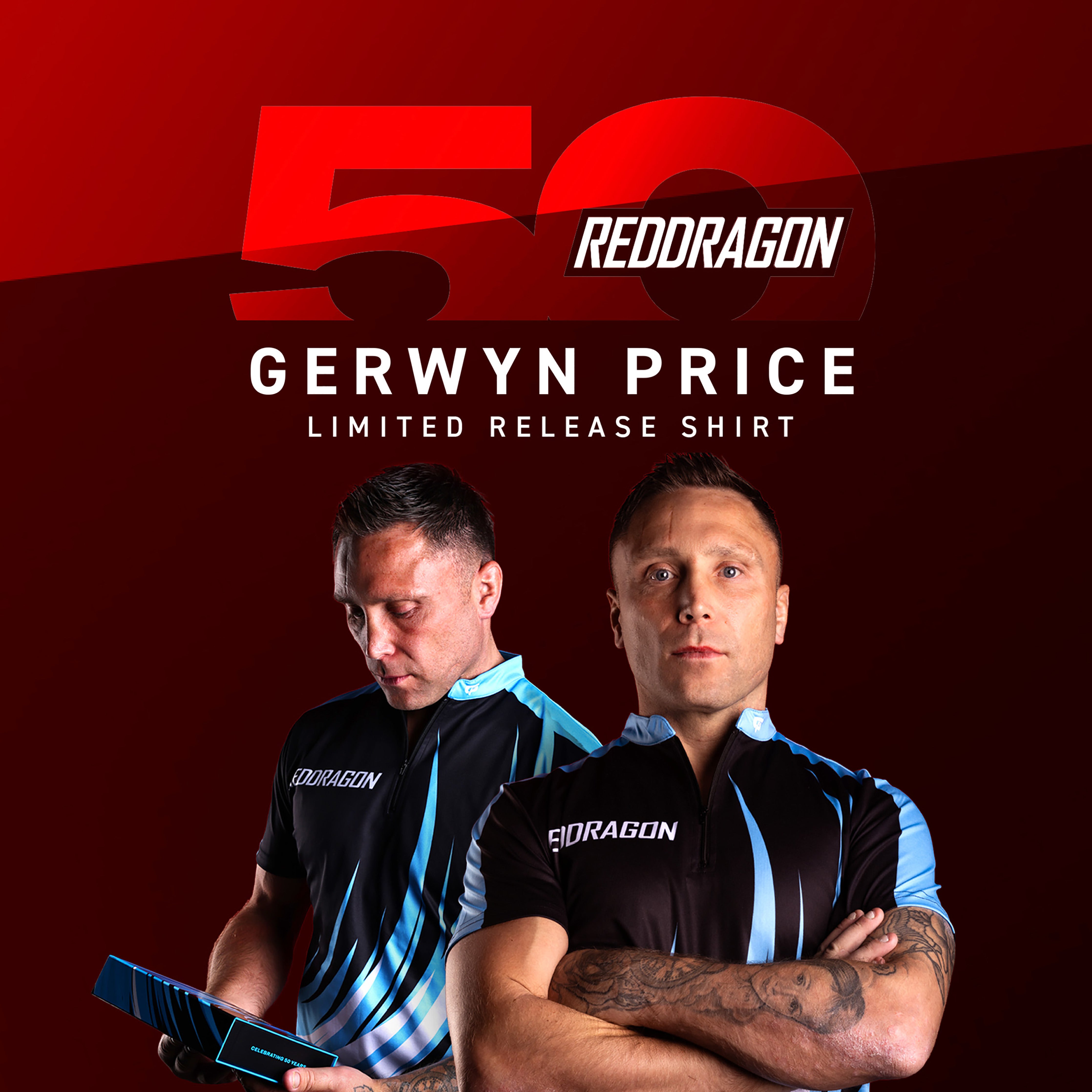 Red Dragon Gerwyn Price Player Limited Edition Tour Polo Dart Shirt - Small-3XL