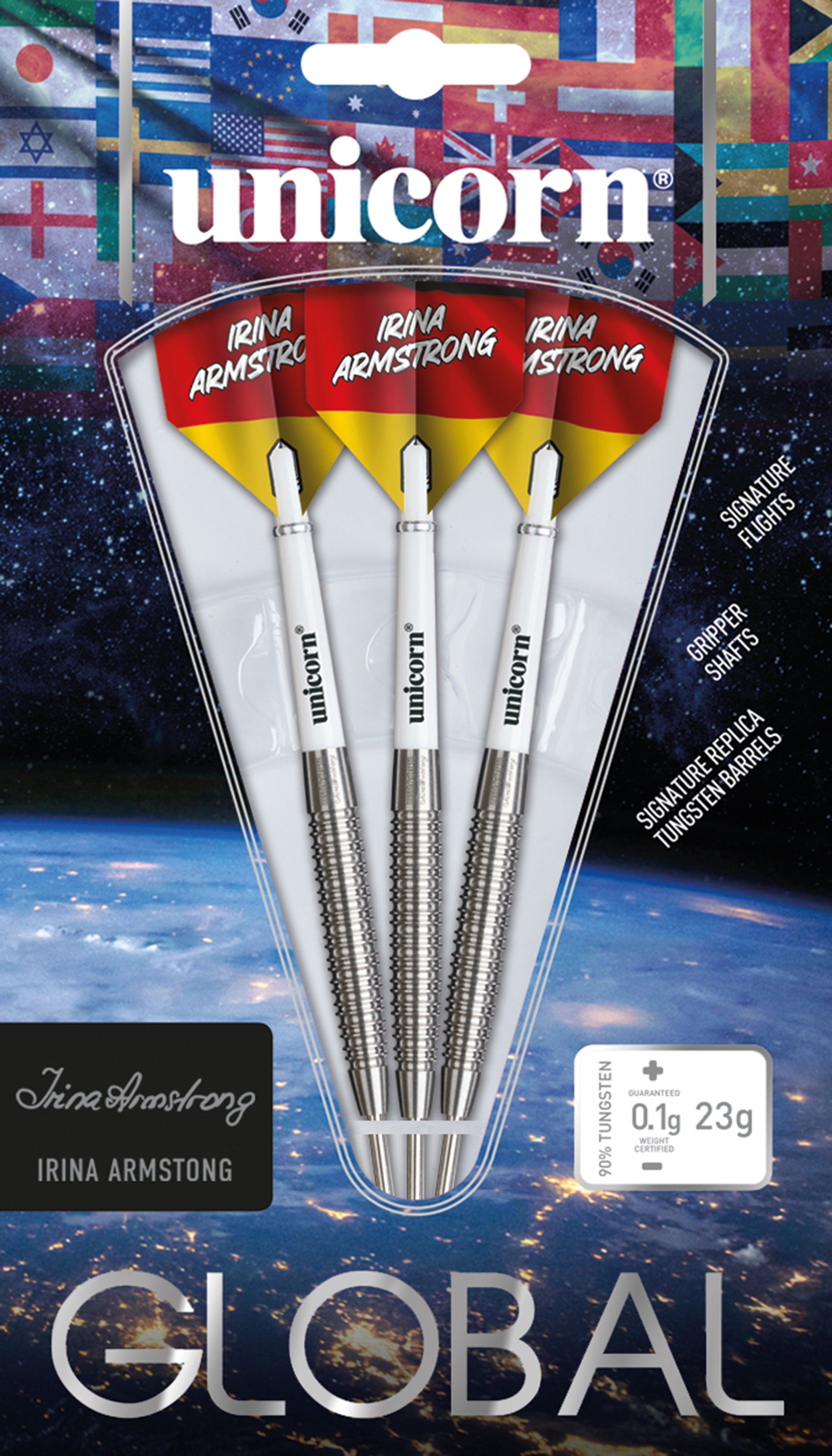 Unicorn Irina Armstrong Steel Tip Darts - 90% Tungsten - 23g