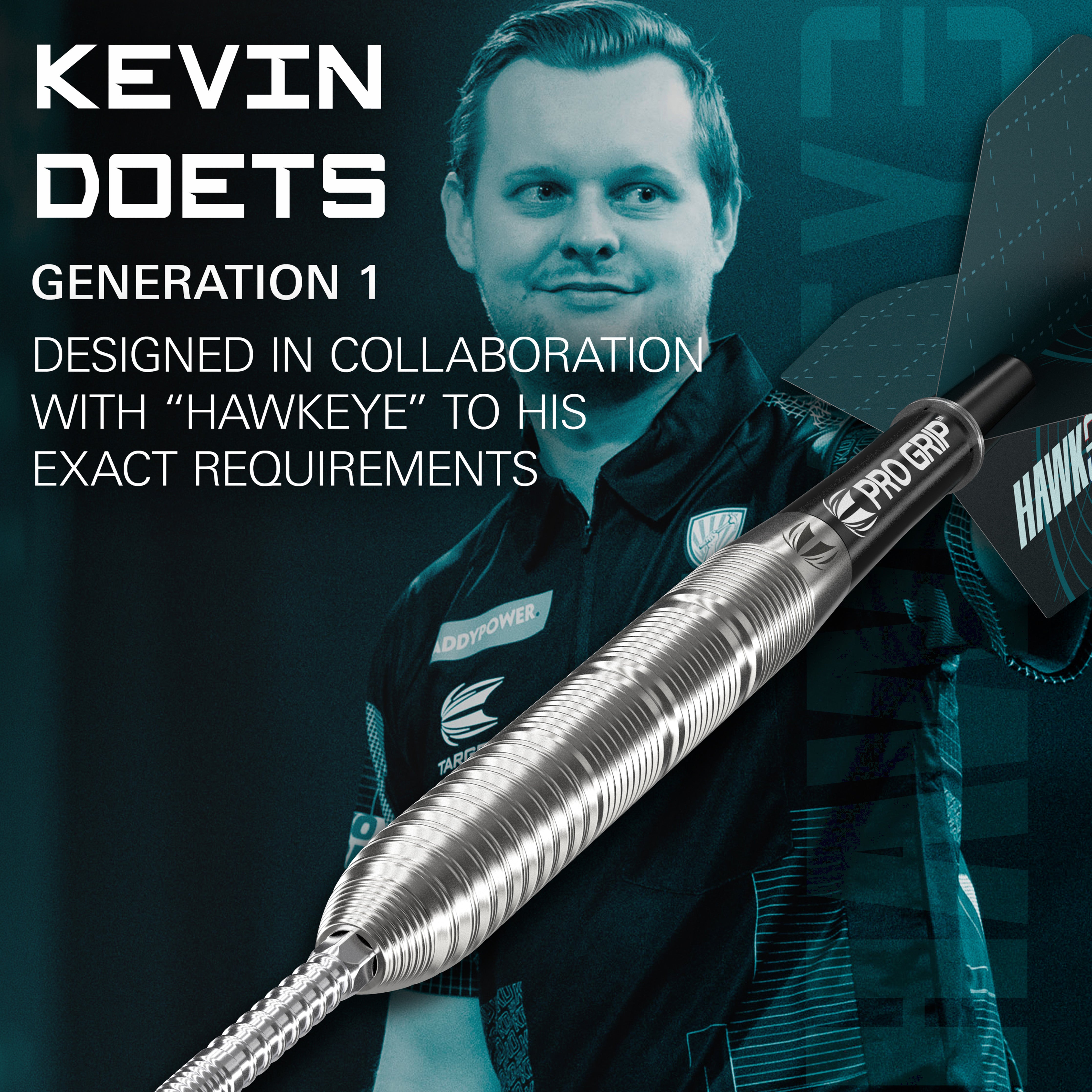 ダーツ TARGET HAWKEYE KEVIN DOETS Gen1 23g Target Kevin 'Hawkeye' Doets SP Steel Tip Darts Set 2024 - 90% Tungste
