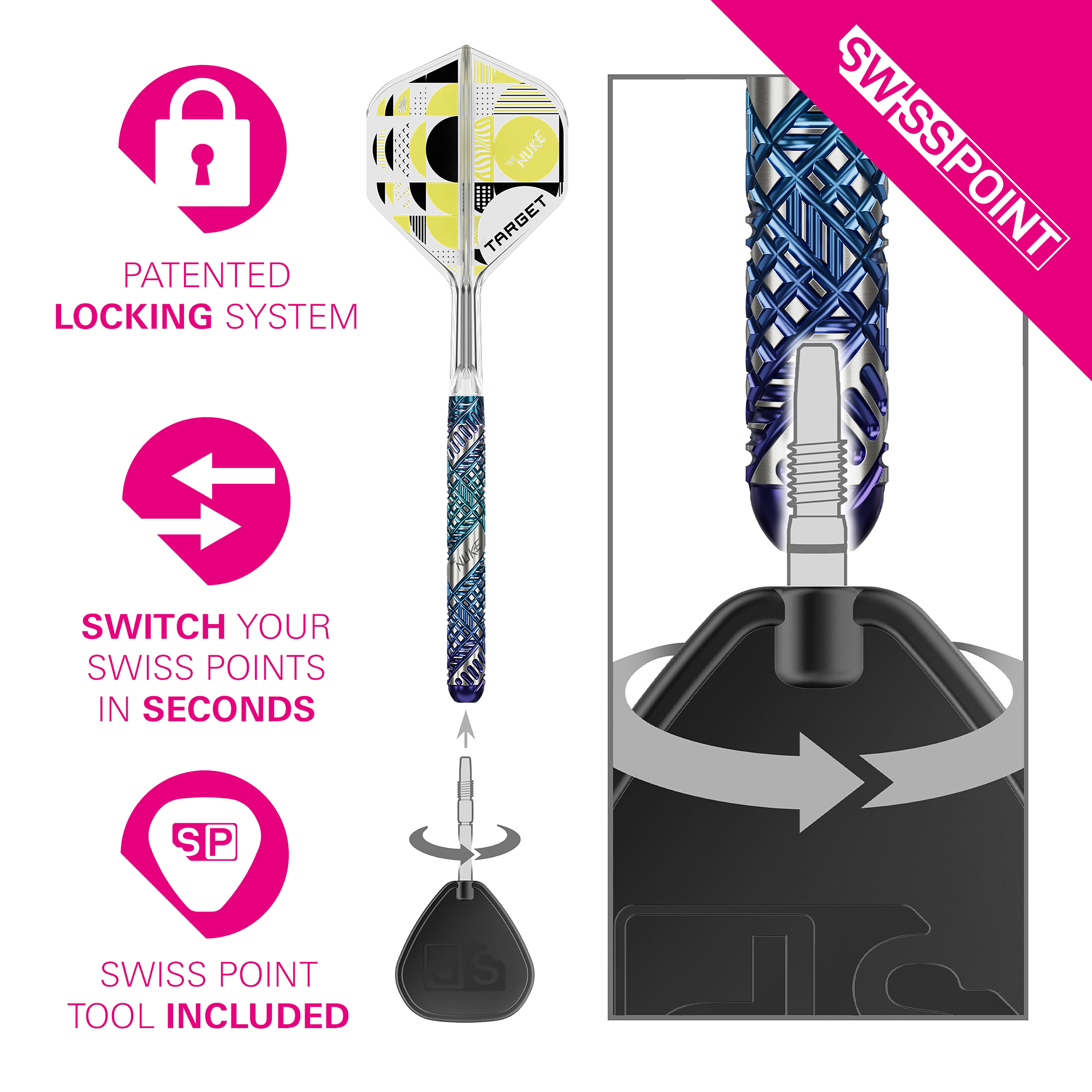 Target Luke 'The Nuke' Littler - Edge - 95% Tungsten - Swiss Point SP Darts - 22g 23g 24g