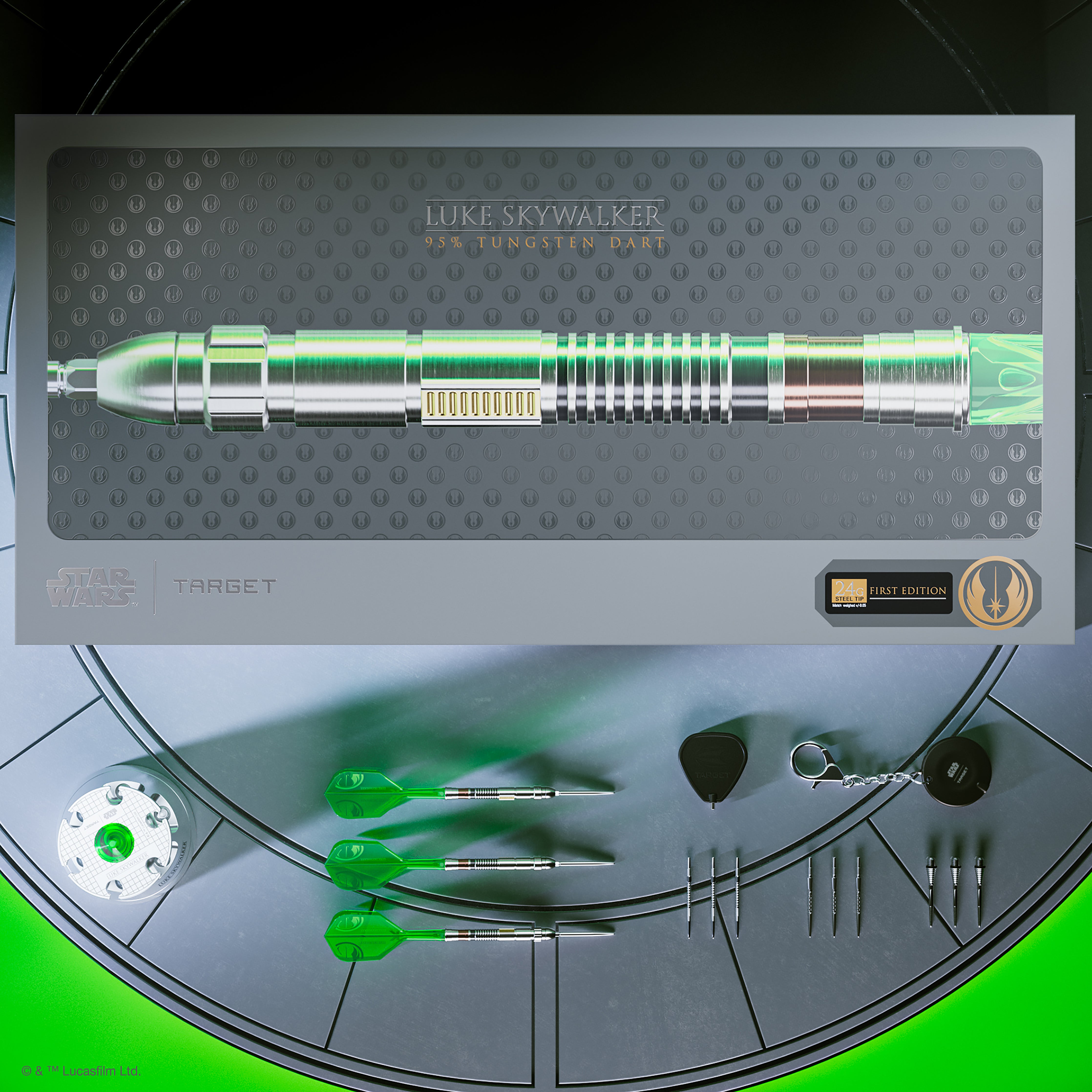 Star Wars Target Luke Skywalker "Jedi Knight" Lightsaber First Edition 95% Tungsten Steel Tip Darts -24g