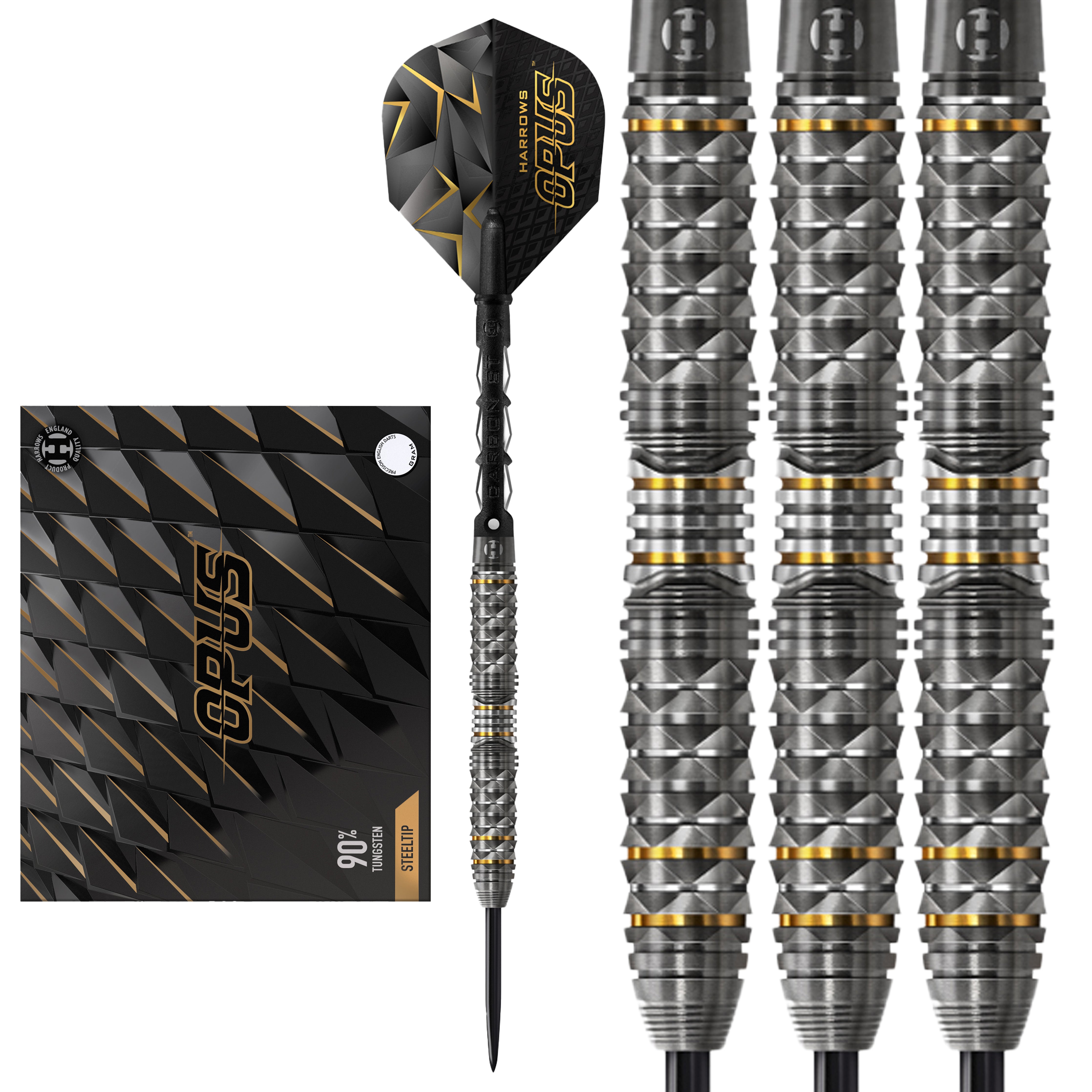Harrows Opus Steel Tip Darts Set - 90% Tungsten - 21g to 26g